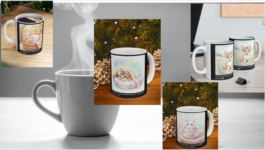 ☕ Mugs Animaux Mignons Personnalisés - Chien Chat  | Cadeau Original