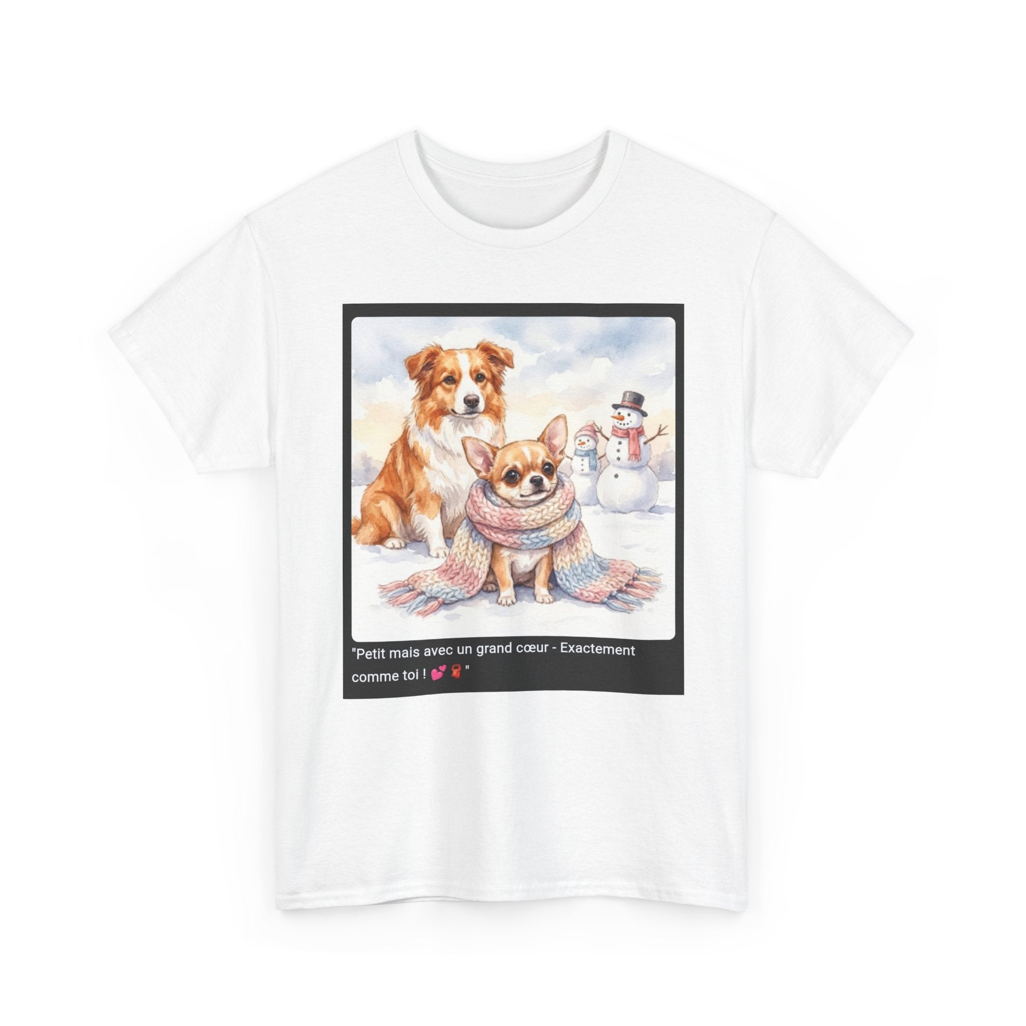 👕 T-SHIRT CHIHUAHUA ÉCHARPE - Design Cosy Attendrissant  💕 "Petit mais avec un grand cœur" - Porte la tendresse !