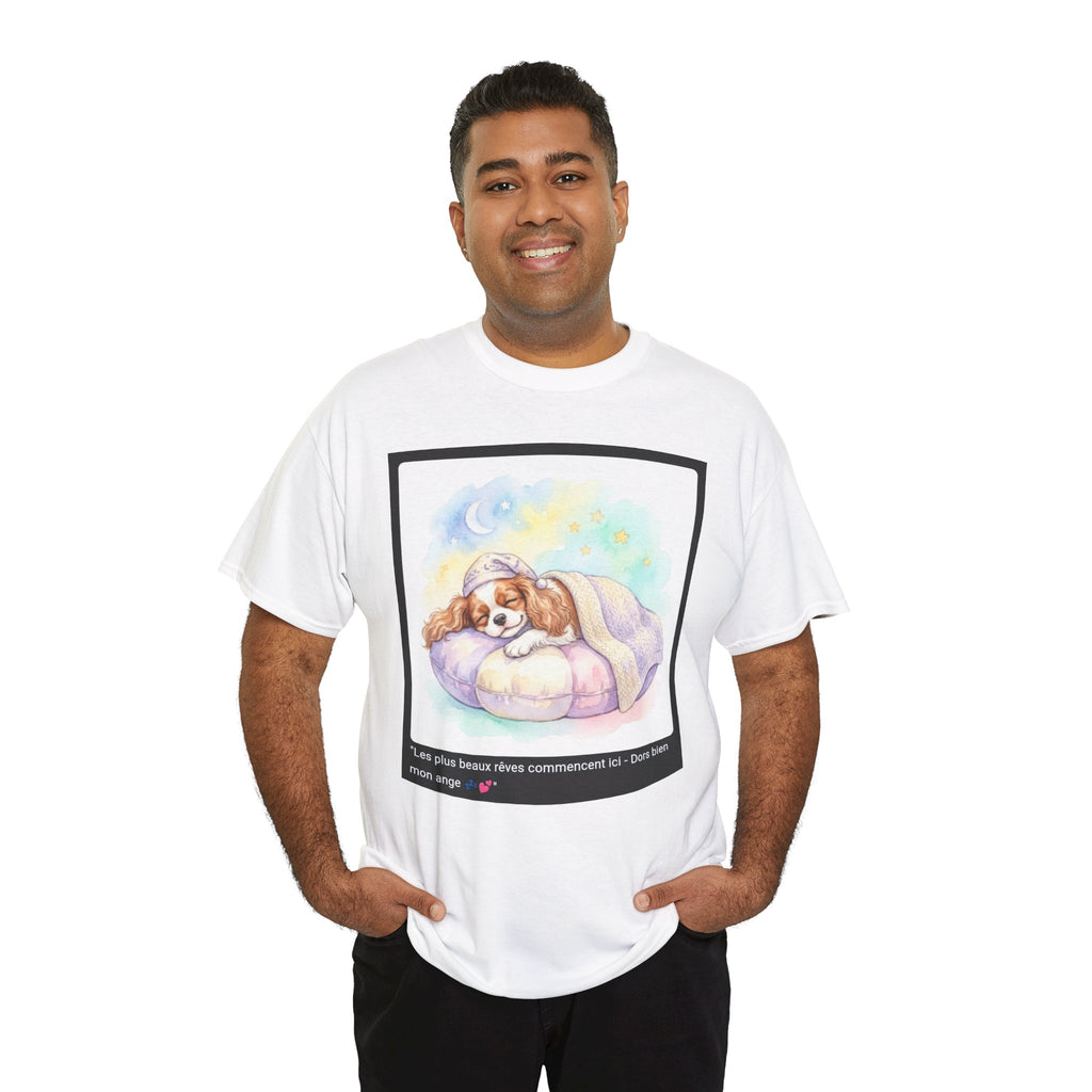 👕 T-SHIRT CAVALIER KING CHARLES - Design Cocooning Doux  💤 "Les plus beaux rêves commencent ici" - Porte la sérénité