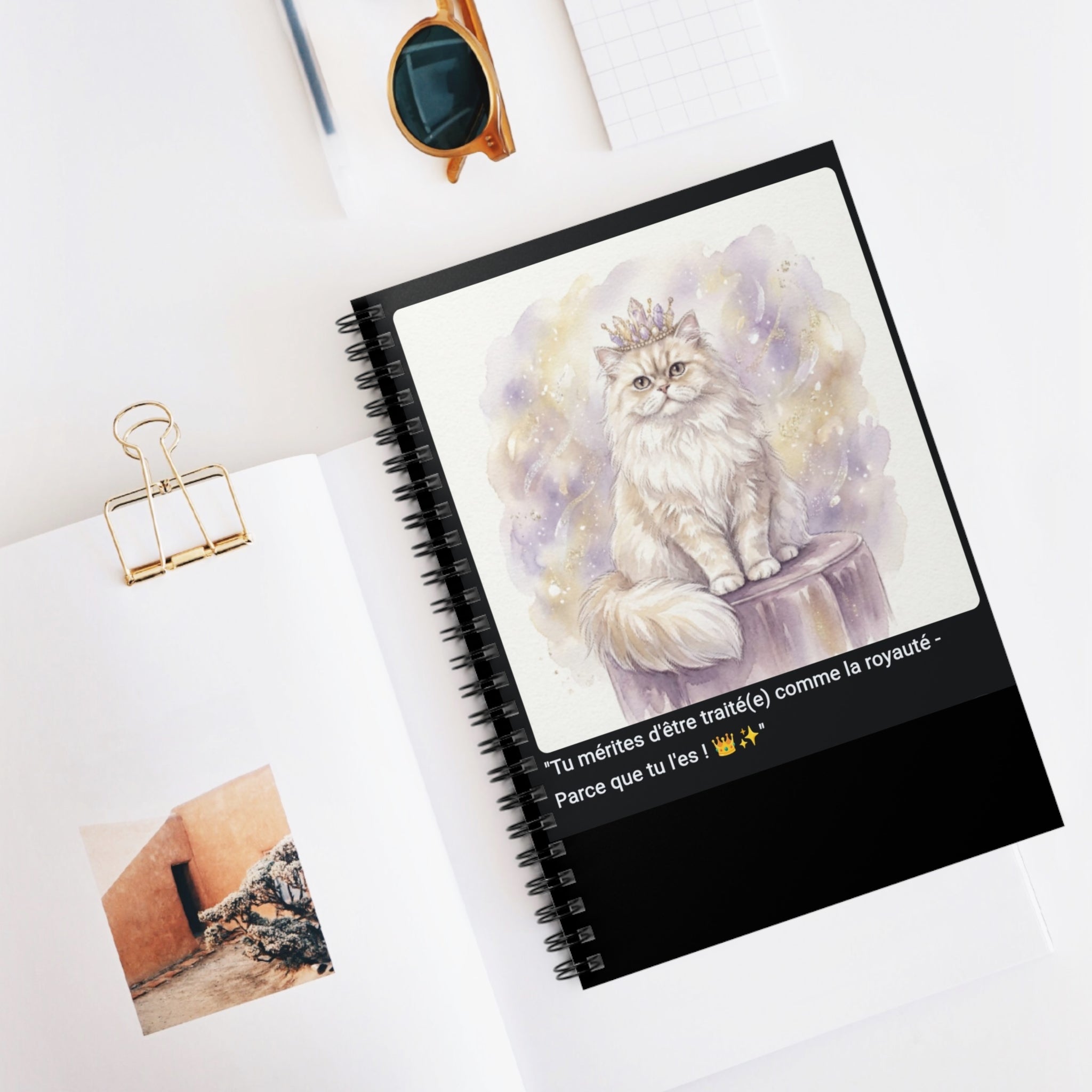 📓 CAHIER CHAT PERSAN COURONNE - Carnet Élégant A5 Royal