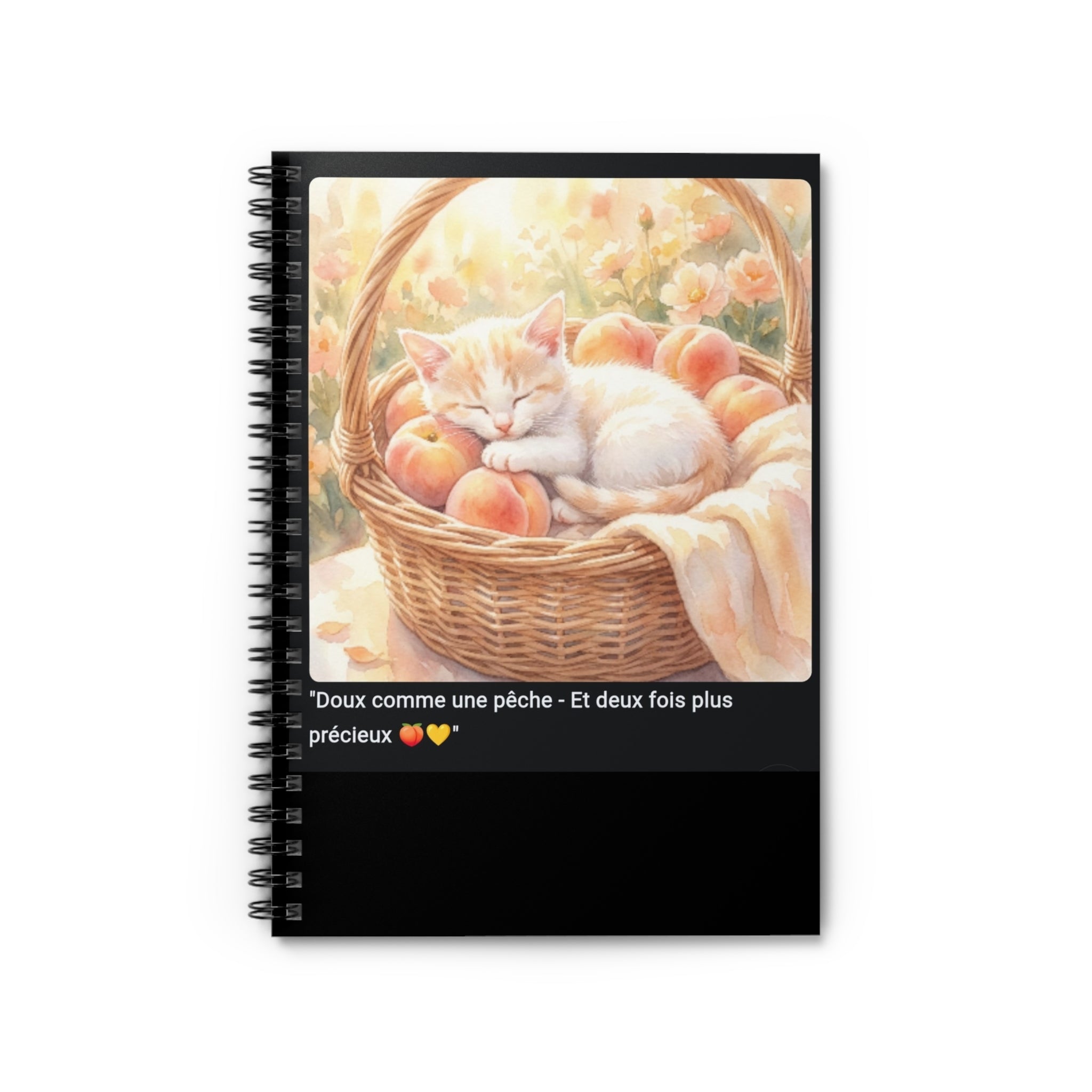 📓 CAHIER CHAT PÊCHES - Carnet Estival A5 Doux