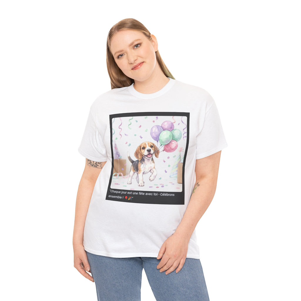 👕 T-SHIRT BEAGLE BALLONS - Design Festif Joyeux  🎈 "Chaque jour est une fête avec toi" - Célèbre la vie !