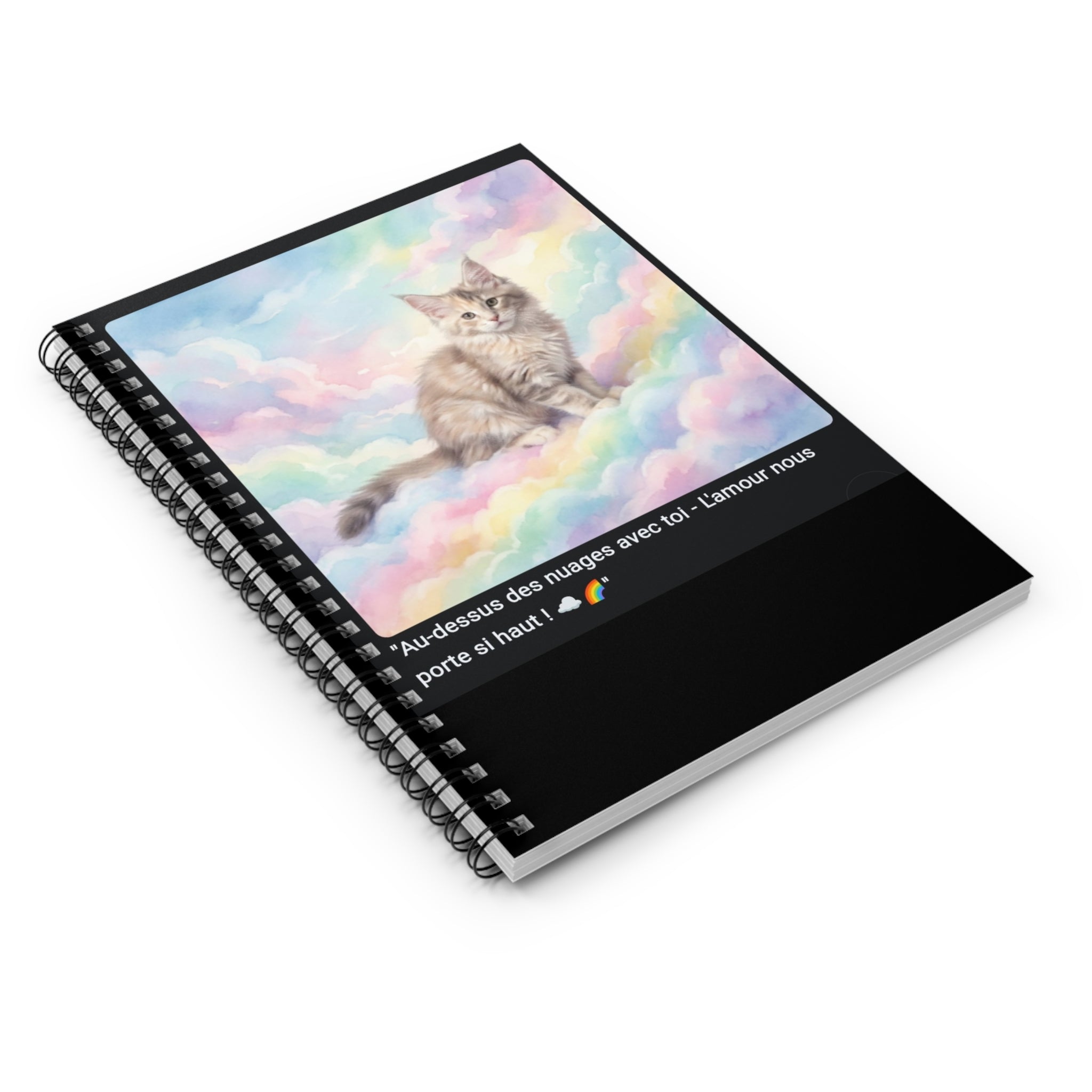 📓 CAHIER MAINE COON NUAGES - Carnet Céleste A5 Arc-en-Ciel