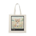 👜 TOTE BAG CORGI COURONNE - Sac Coton Bio Printanier  👑 "Couronné de bonheur" - Royauté écolo au quotidien