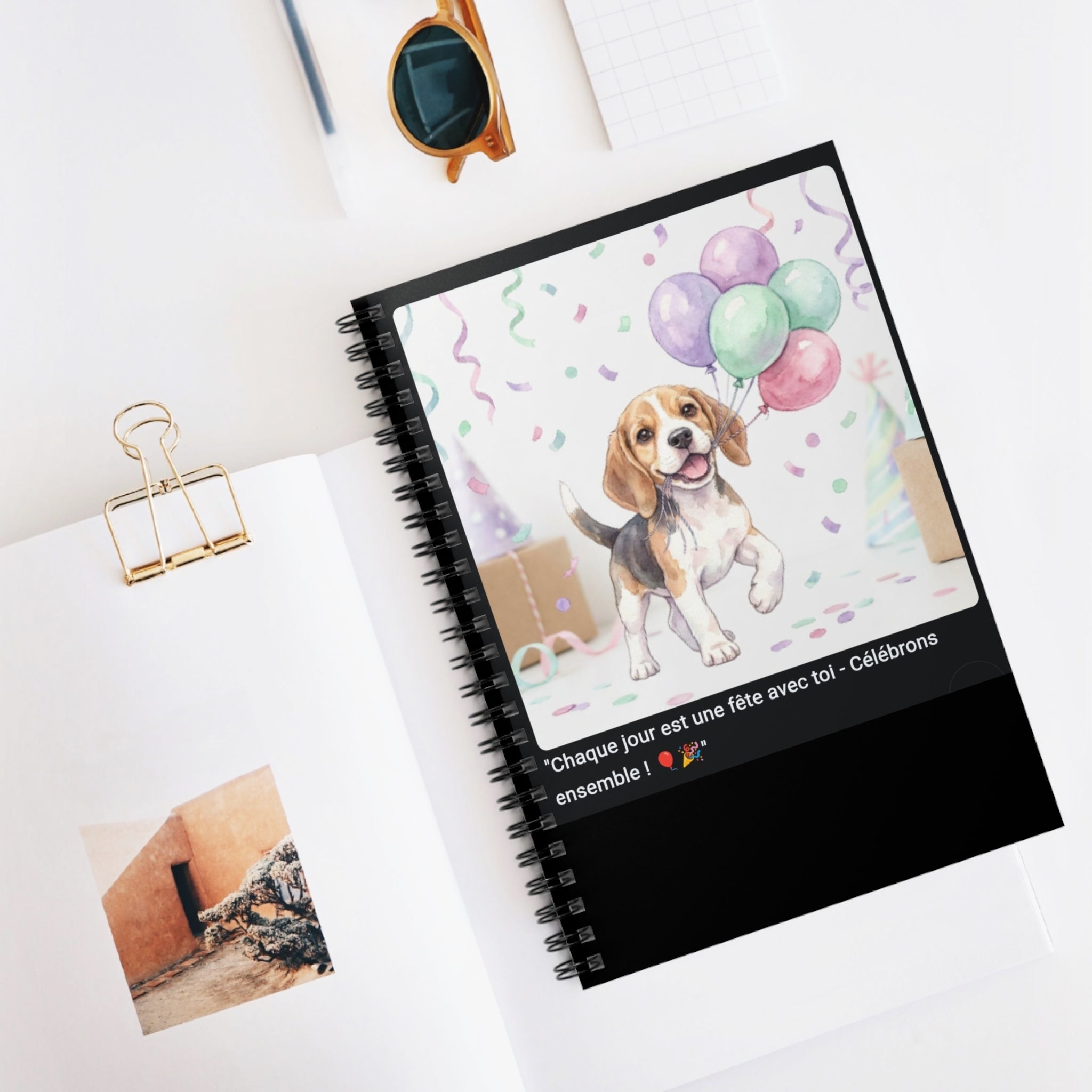 📓 CAHIER BEAGLE BALLONS - Carnet Festif A5 Joyeux