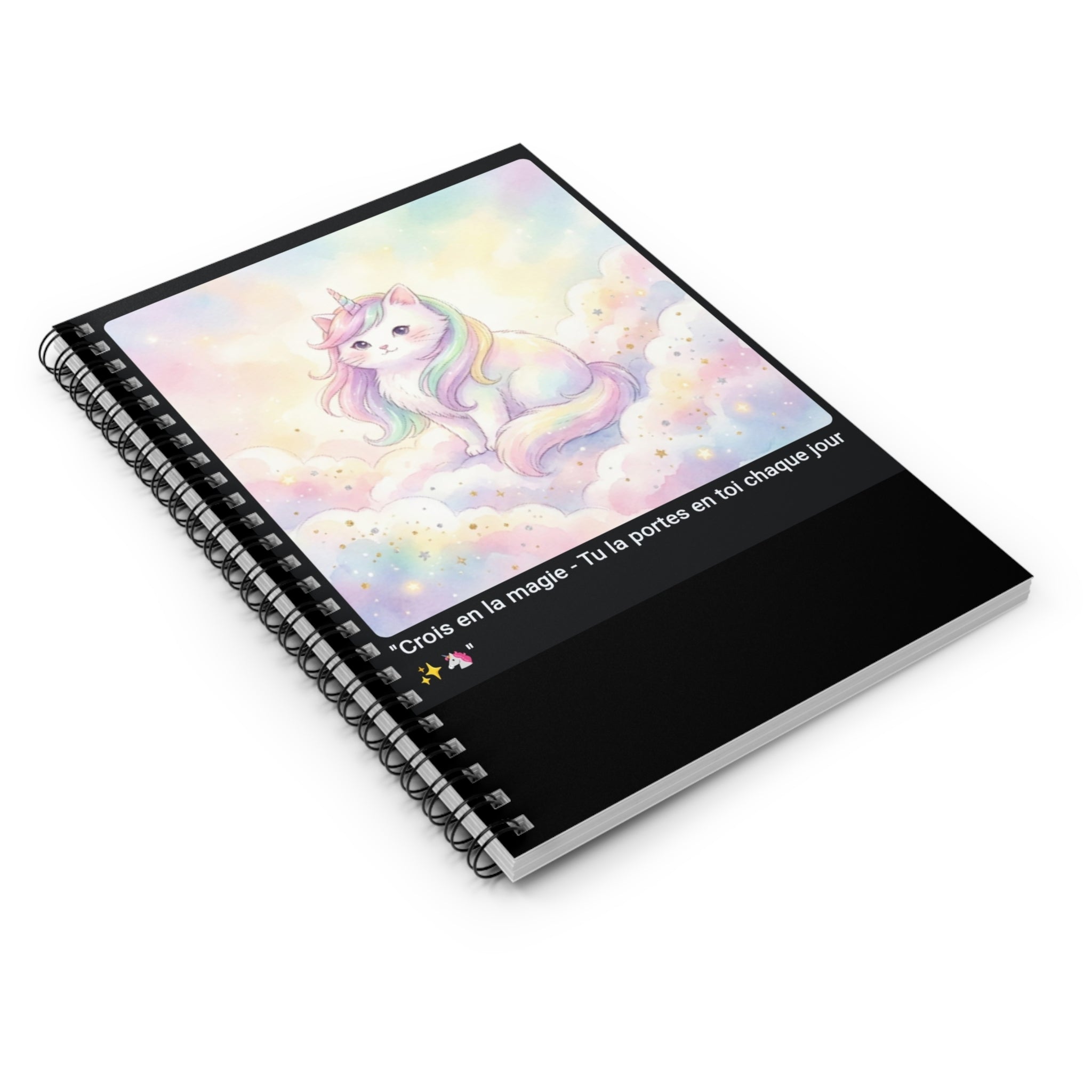 📓 CAHIER CHAT LICORNE - Carnet Magique A5 Arc-en-Ciel