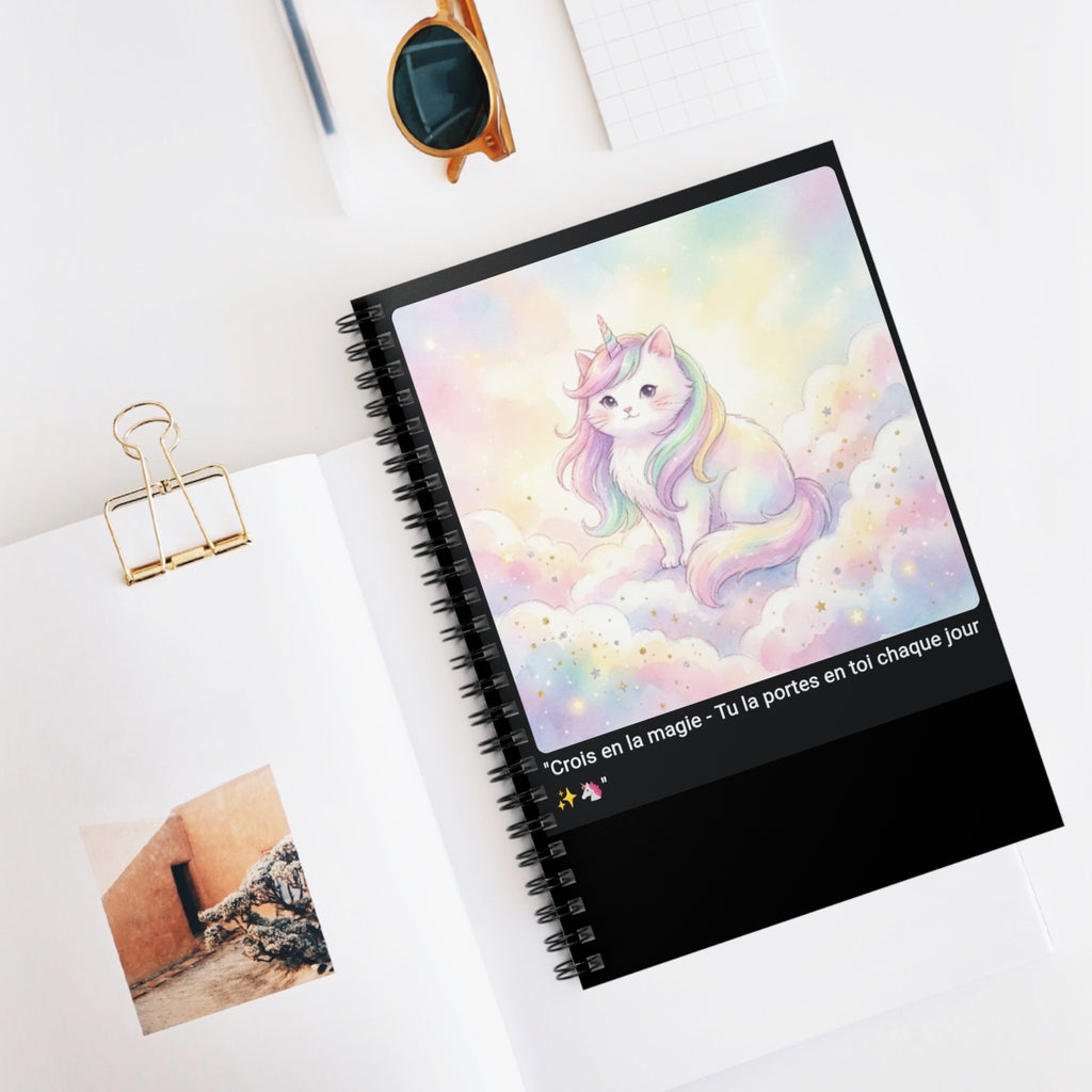 📓 CAHIER CHAT LICORNE - Carnet Magique A5 Arc-en-Ciel