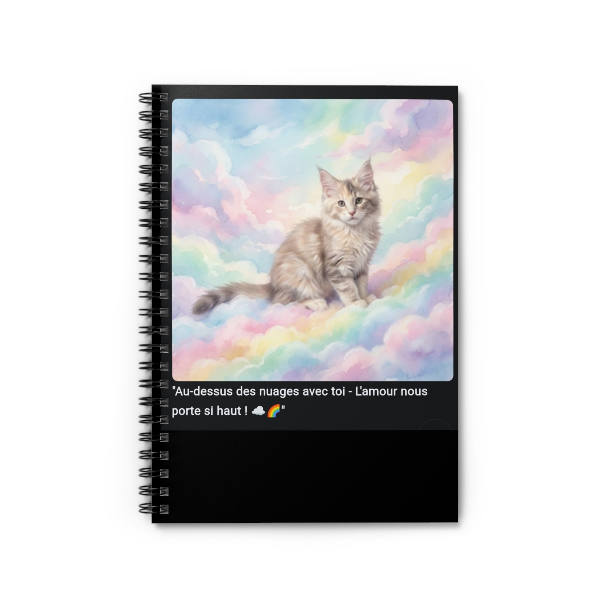 📓 CAHIER MAINE COON NUAGES - Carnet Céleste A5 Arc-en-Ciel