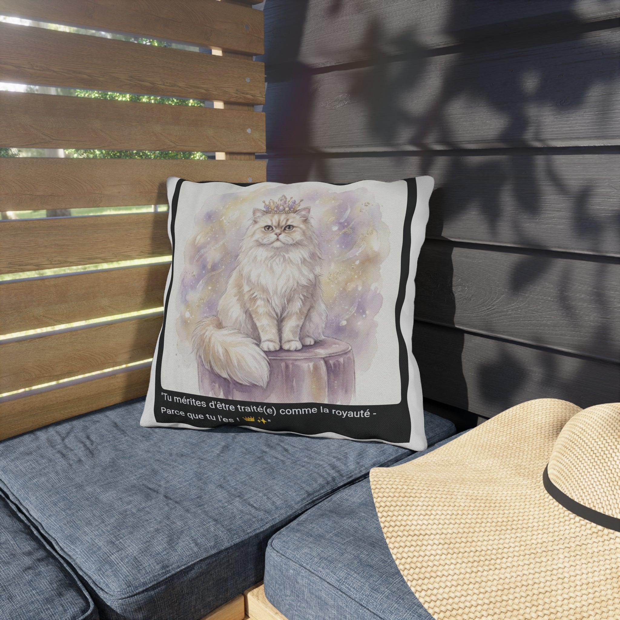 🛋️ COUSSIN CHAT PERSAN COURONNE - Déco Élégante Royale