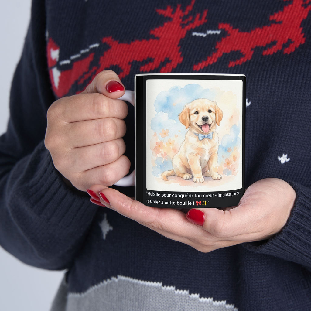 ☕ MUG GOLDEN RETRIEVER NŒUD PAPILLON - "Habillé pour Conquérir ton Cœur"  🎀