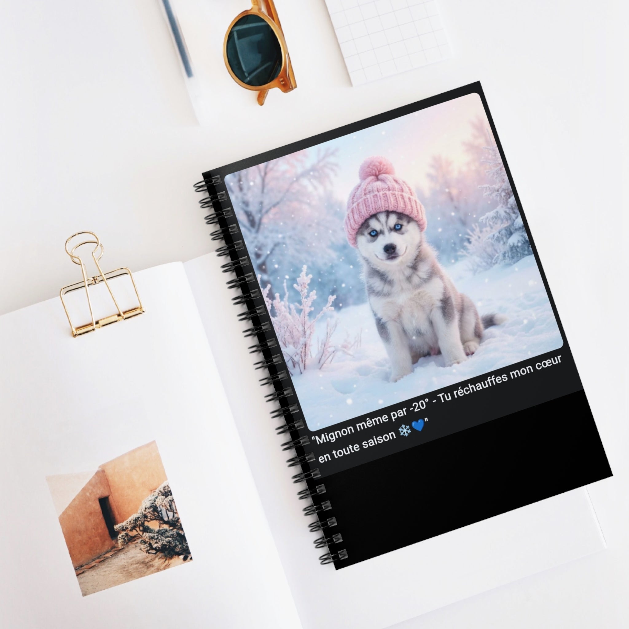 📓 CAHIER HUSKY BONNET - Carnet Hiver A5 Cosy