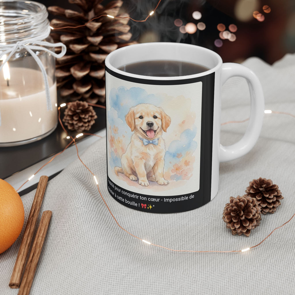 ☕ MUG GOLDEN RETRIEVER NŒUD PAPILLON - "Habillé pour Conquérir ton Cœur"  🎀