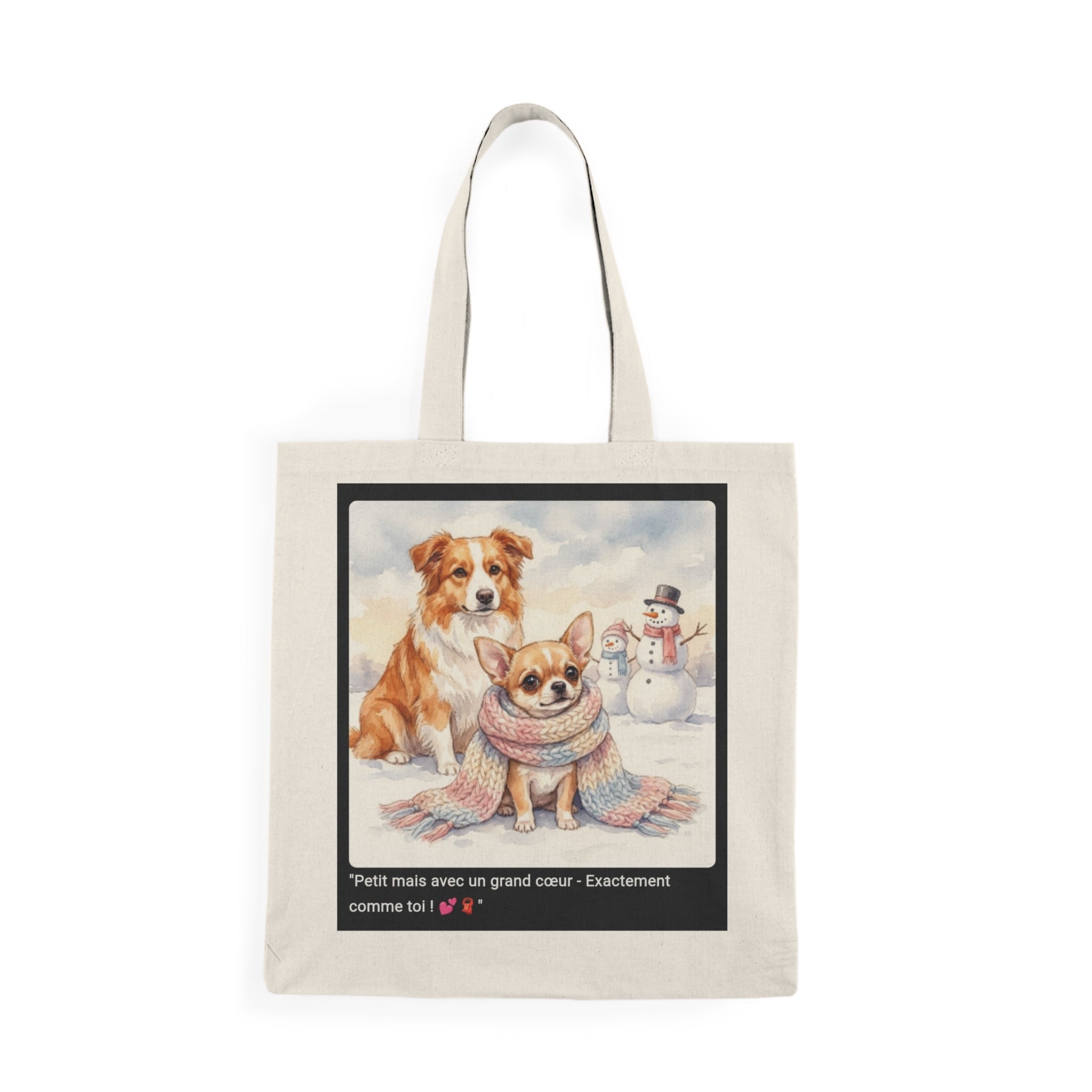 👜 TOTE BAG CHIHUAHUA ÉCHARPE - Sac Coton Bio Cosy  💕 "Petit mais avec un grand cœur" - Tendresse écolo portable