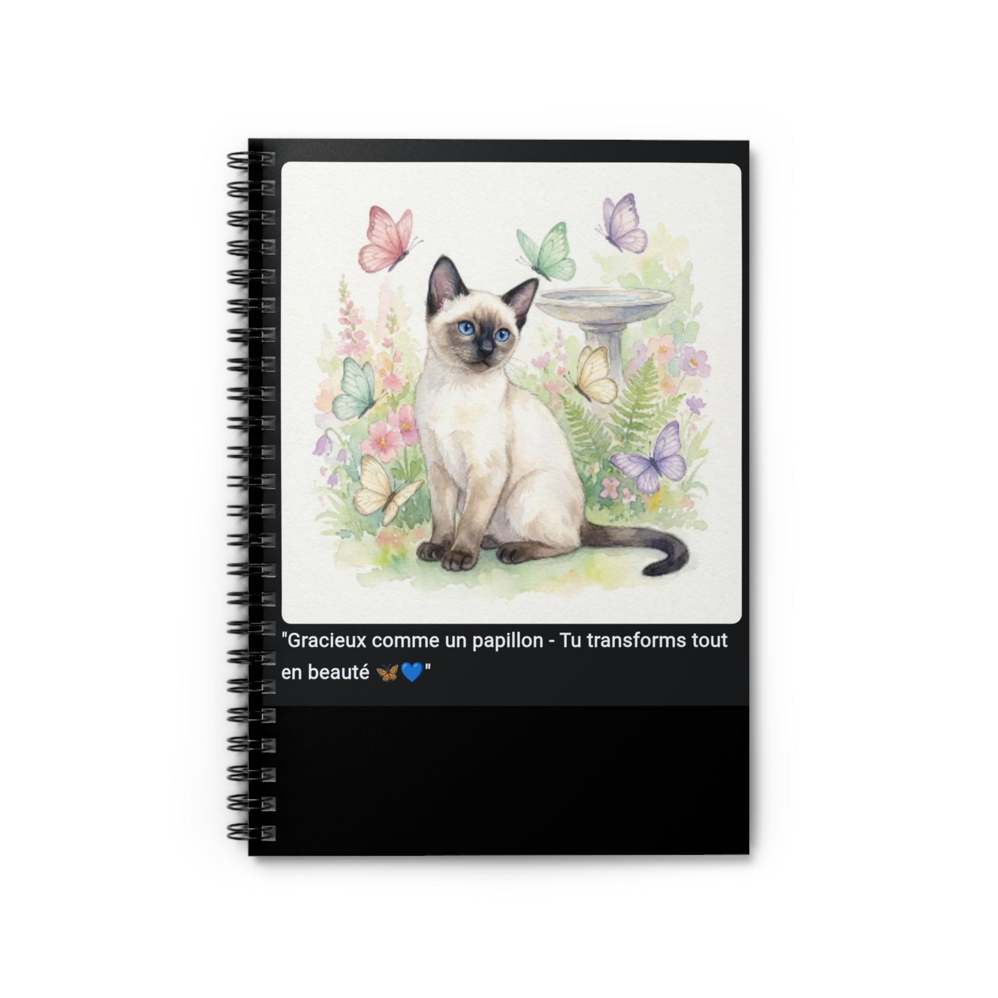 📓 CAHIER CHAT SIAMOIS PAPILLONS - Carnet Jardin A5 Gracieux