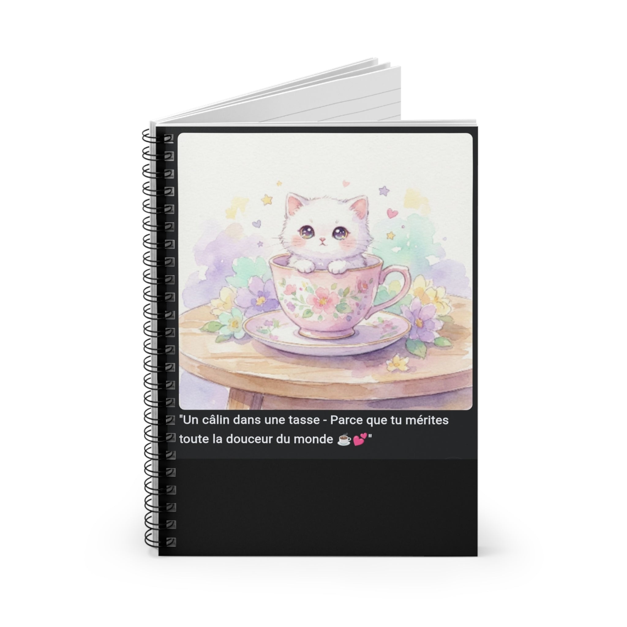 📓 CAHIER CHATON TASSE PASTEL - Carnet Notes A5 Adorable