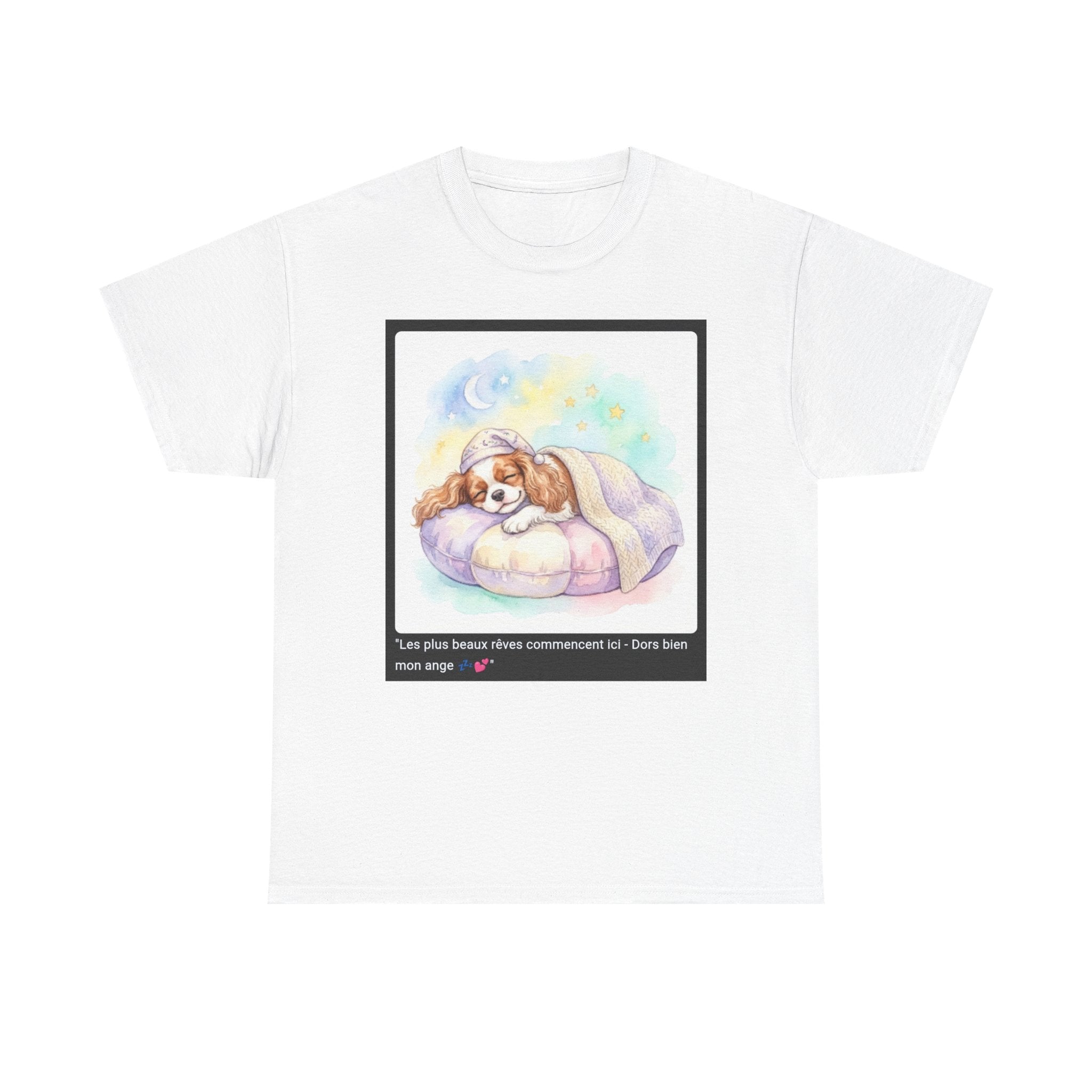 👕 T-SHIRT CAVALIER KING CHARLES - Design Cocooning Doux  💤 "Les plus beaux rêves commencent ici" - Porte la sérénité