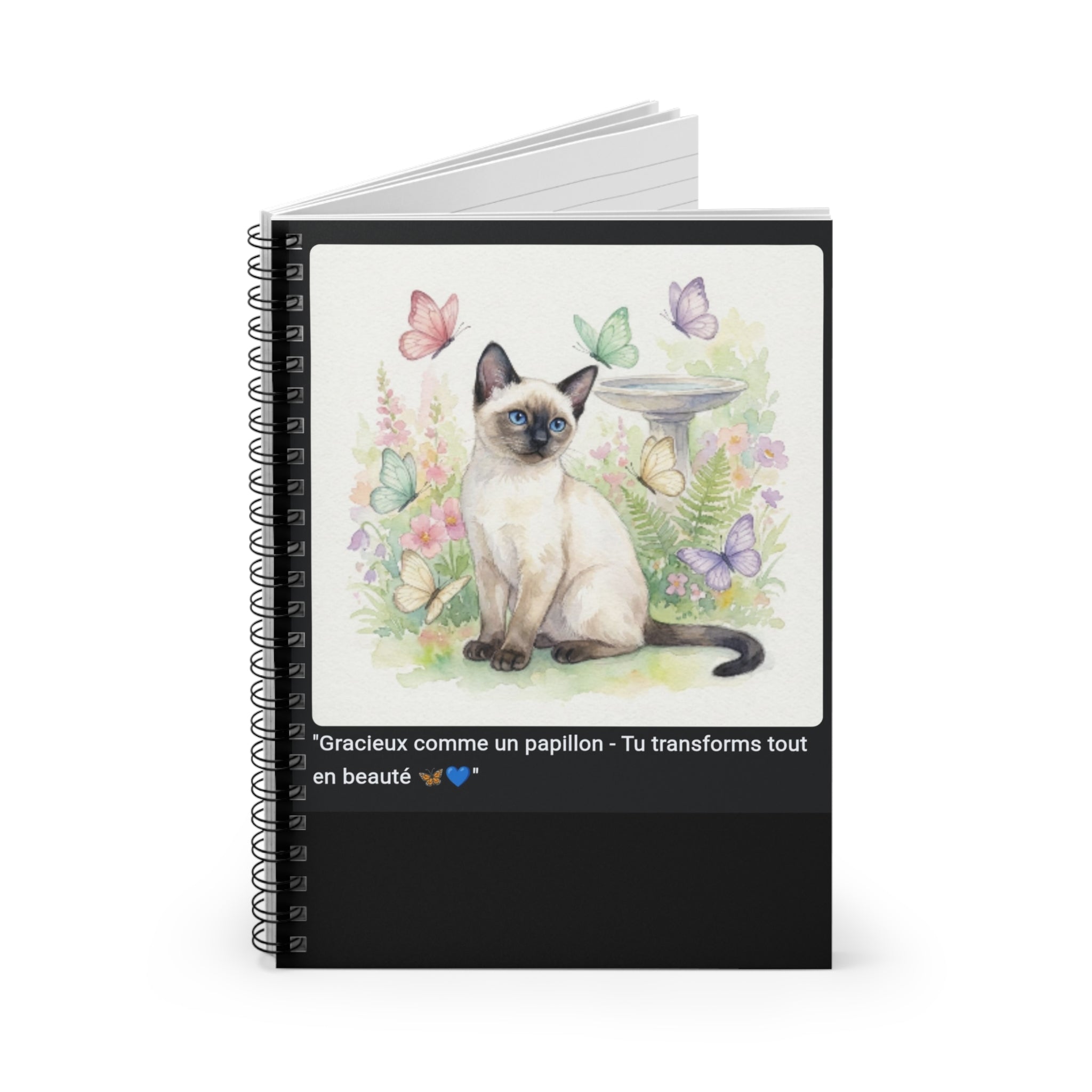 📓 CAHIER CHAT SIAMOIS PAPILLONS - Carnet Jardin A5 Gracieux
