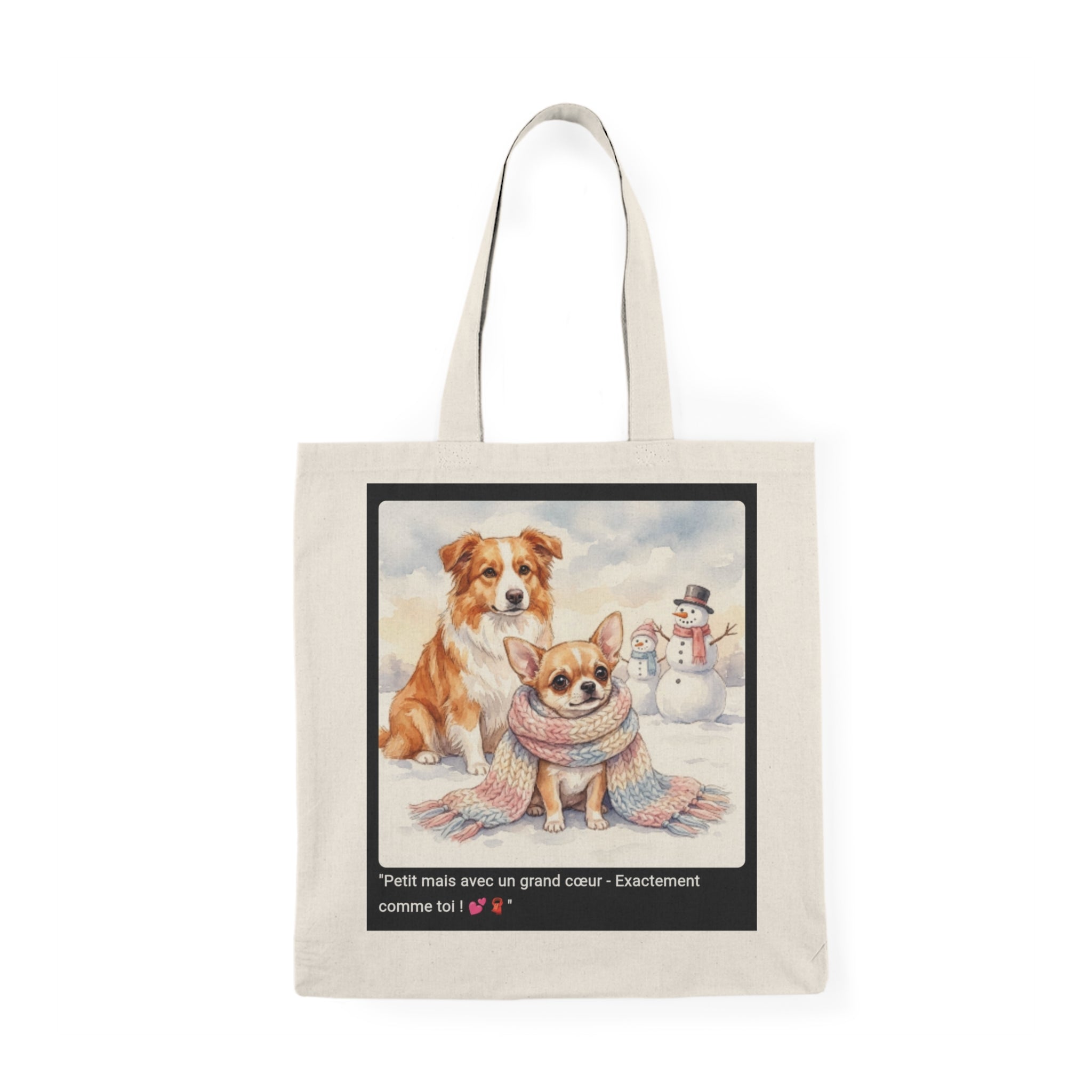 👜 TOTE BAG CHIHUAHUA ÉCHARPE - Sac Coton Bio Cosy  💕 "Petit mais avec un grand cœur" - Tendresse écolo portable