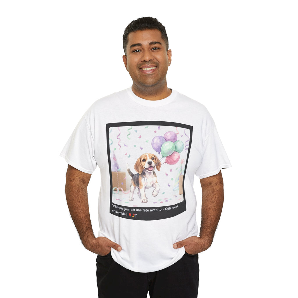 👕 T-SHIRT BEAGLE BALLONS - Design Festif Joyeux  🎈 "Chaque jour est une fête avec toi" - Célèbre la vie !