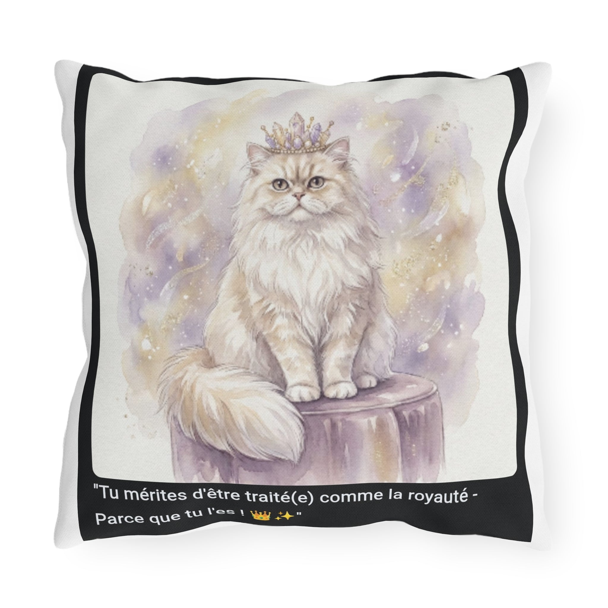 🛋️ COUSSIN CHAT PERSAN COURONNE - Déco Élégante Royale