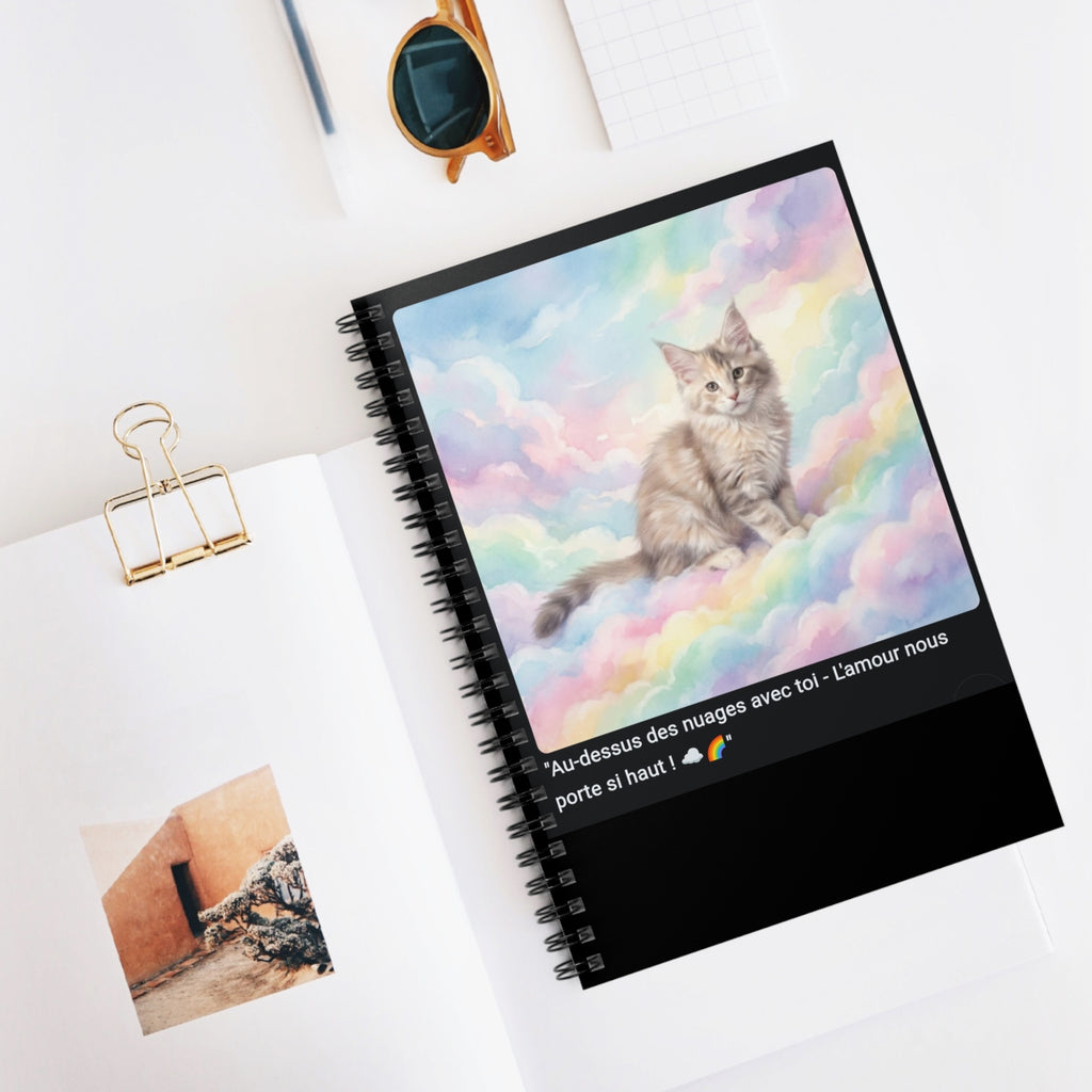 📓 CAHIER MAINE COON NUAGES - Carnet Céleste A5 Arc-en-Ciel