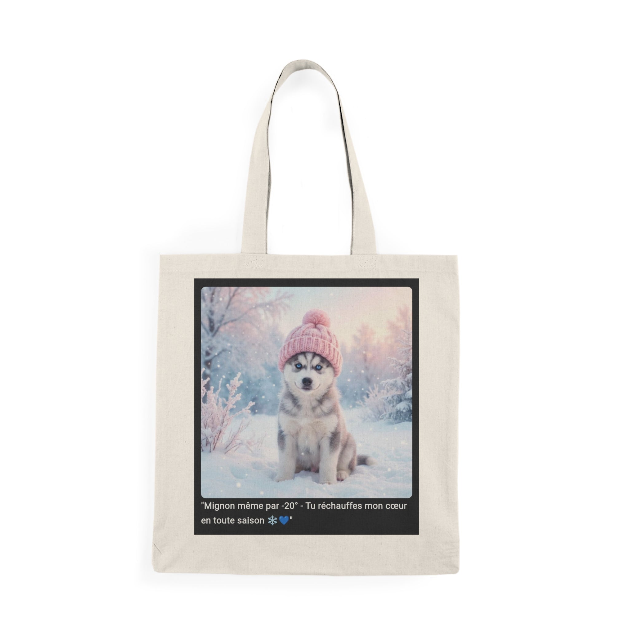 👜 TOTE BAG HUSKY HIVER - Sac Coton Bio Polaire  ❄️ "Mignon même par -20°" - Chaleur écolo nordique