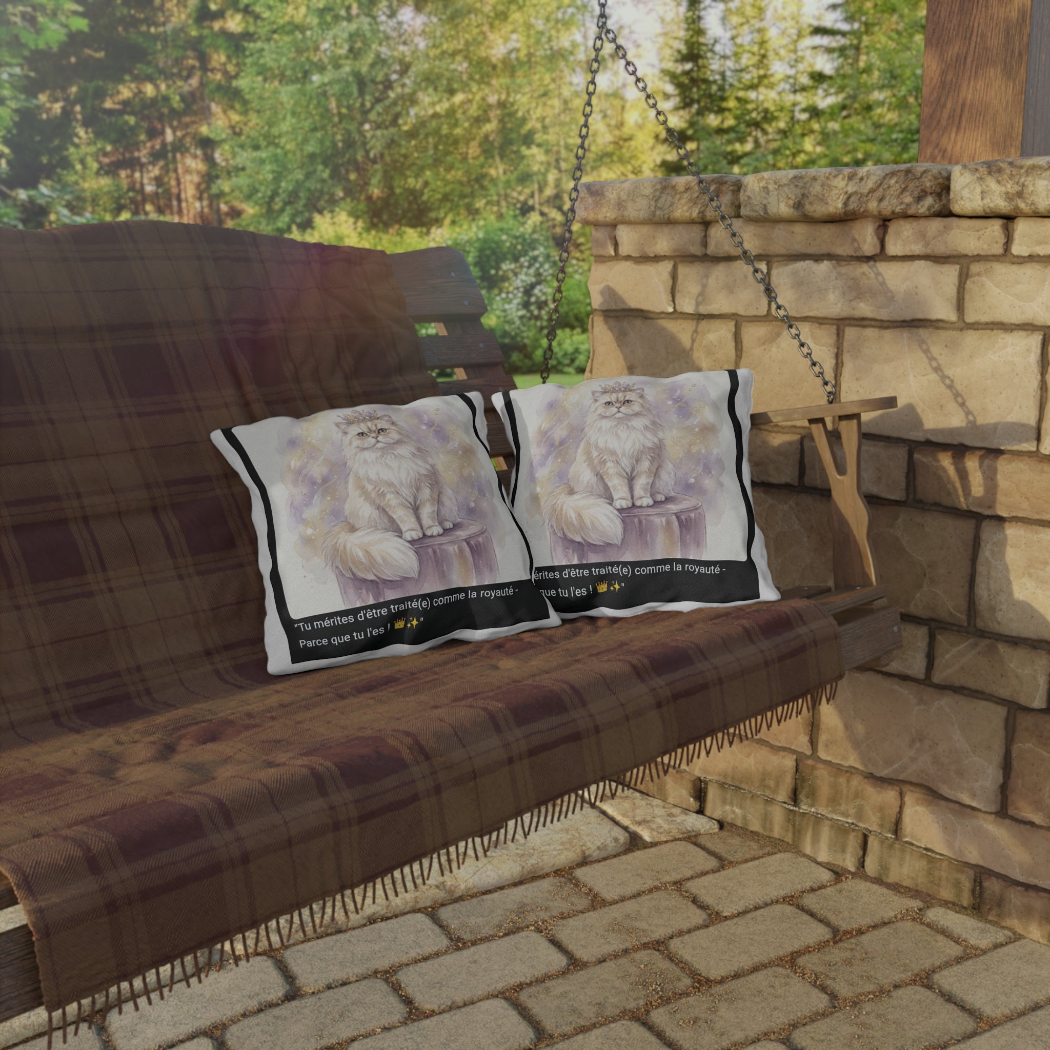 🛋️ COUSSIN CHAT PERSAN COURONNE - Déco Élégante Royale