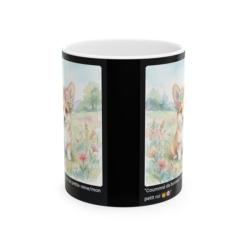 ☕ MUG CORGI COURONNE FLEURS - "Couronné de Bonheur"  👑