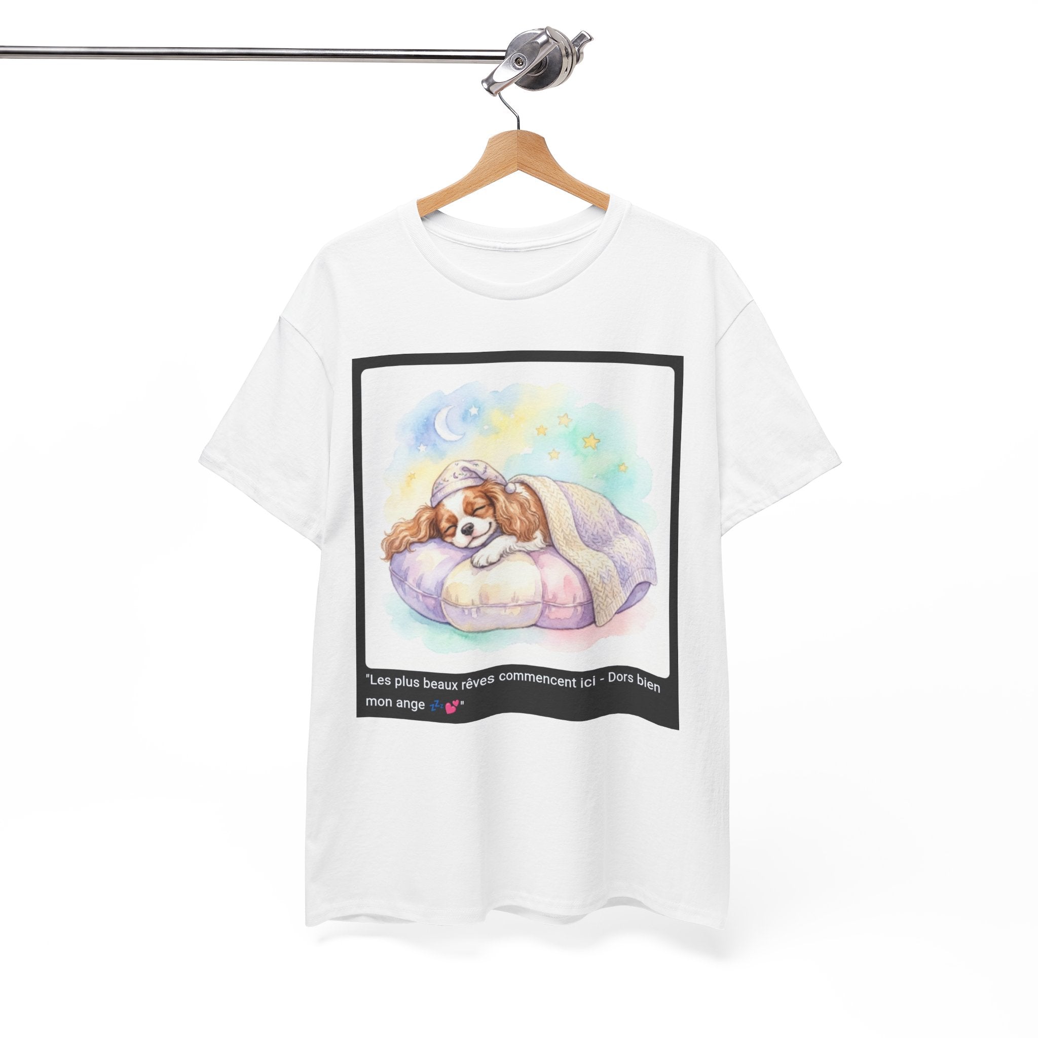 👕 T-SHIRT CAVALIER KING CHARLES - Design Cocooning Doux  💤 "Les plus beaux rêves commencent ici" - Porte la sérénité