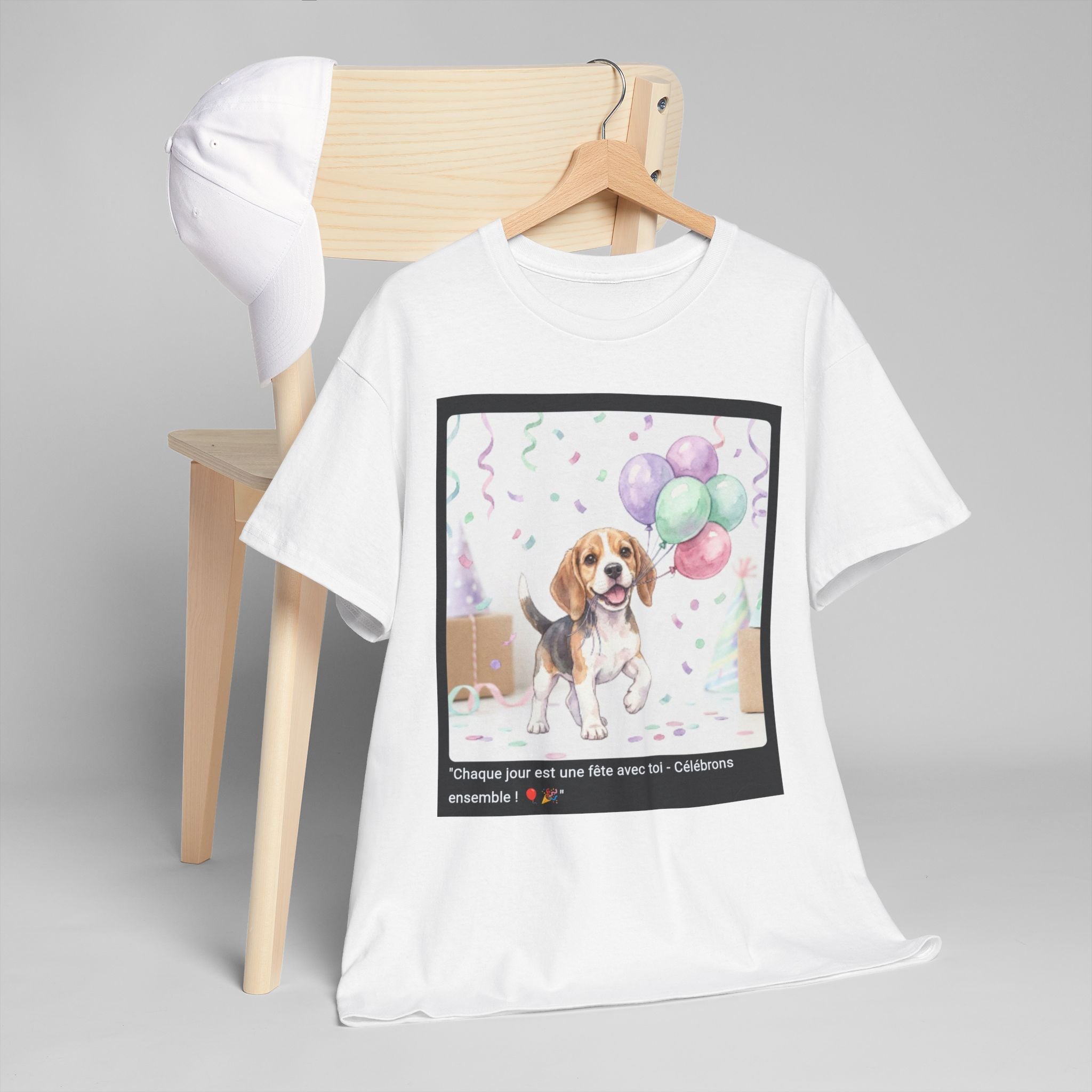👕 T-SHIRT BEAGLE BALLONS - Design Festif Joyeux  🎈 "Chaque jour est une fête avec toi" - Célèbre la vie !