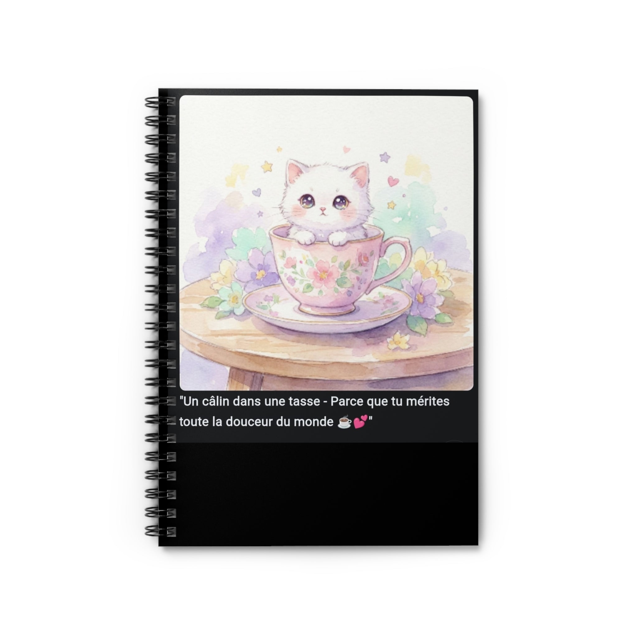 📓 CAHIER CHATON TASSE PASTEL - Carnet Notes A5 Adorable