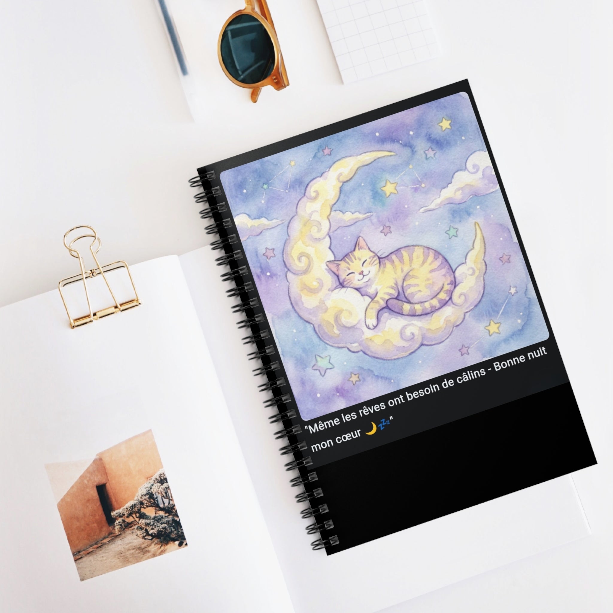 📓 CAHIER CHAT LUNE - Carnet Onirique A5 Magique