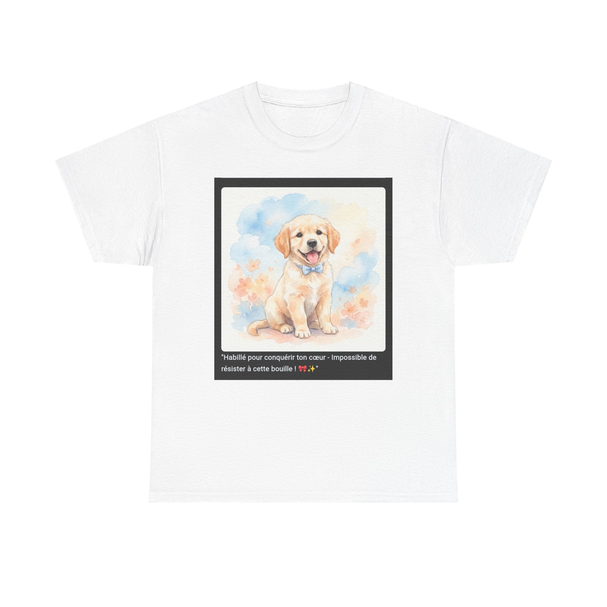 👕 T-SHIRT GOLDEN RETRIEVER NŒUD - Design Classe & Mignon  🎀 "Habillé pour conquérir ton cœur" - Style canin irrésistible !