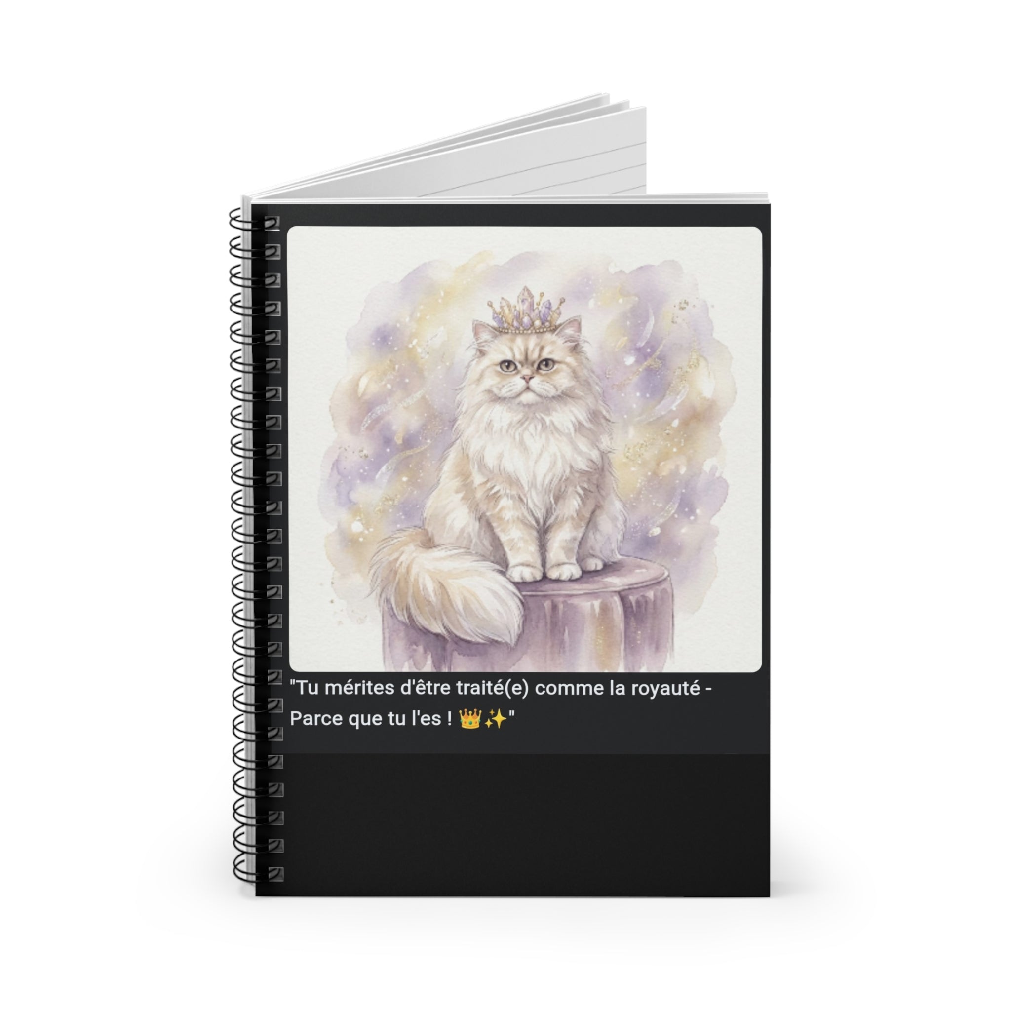 📓 CAHIER CHAT PERSAN COURONNE - Carnet Élégant A5 Royal
