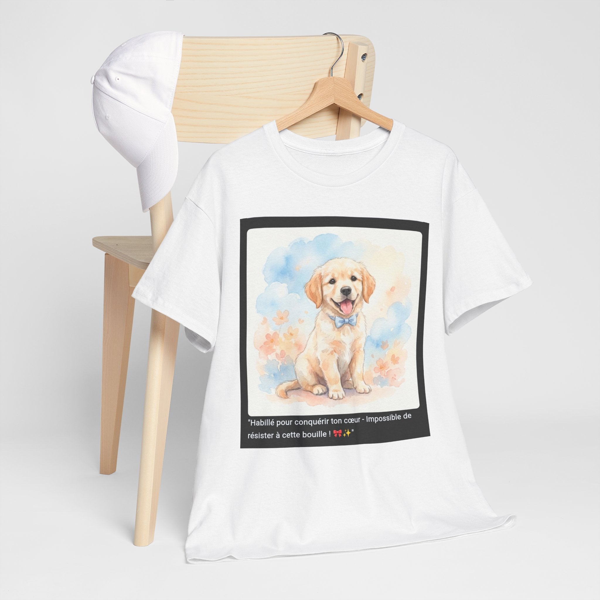 👕 T-SHIRT GOLDEN RETRIEVER NŒUD - Design Classe & Mignon  🎀 "Habillé pour conquérir ton cœur" - Style canin irrésistible !