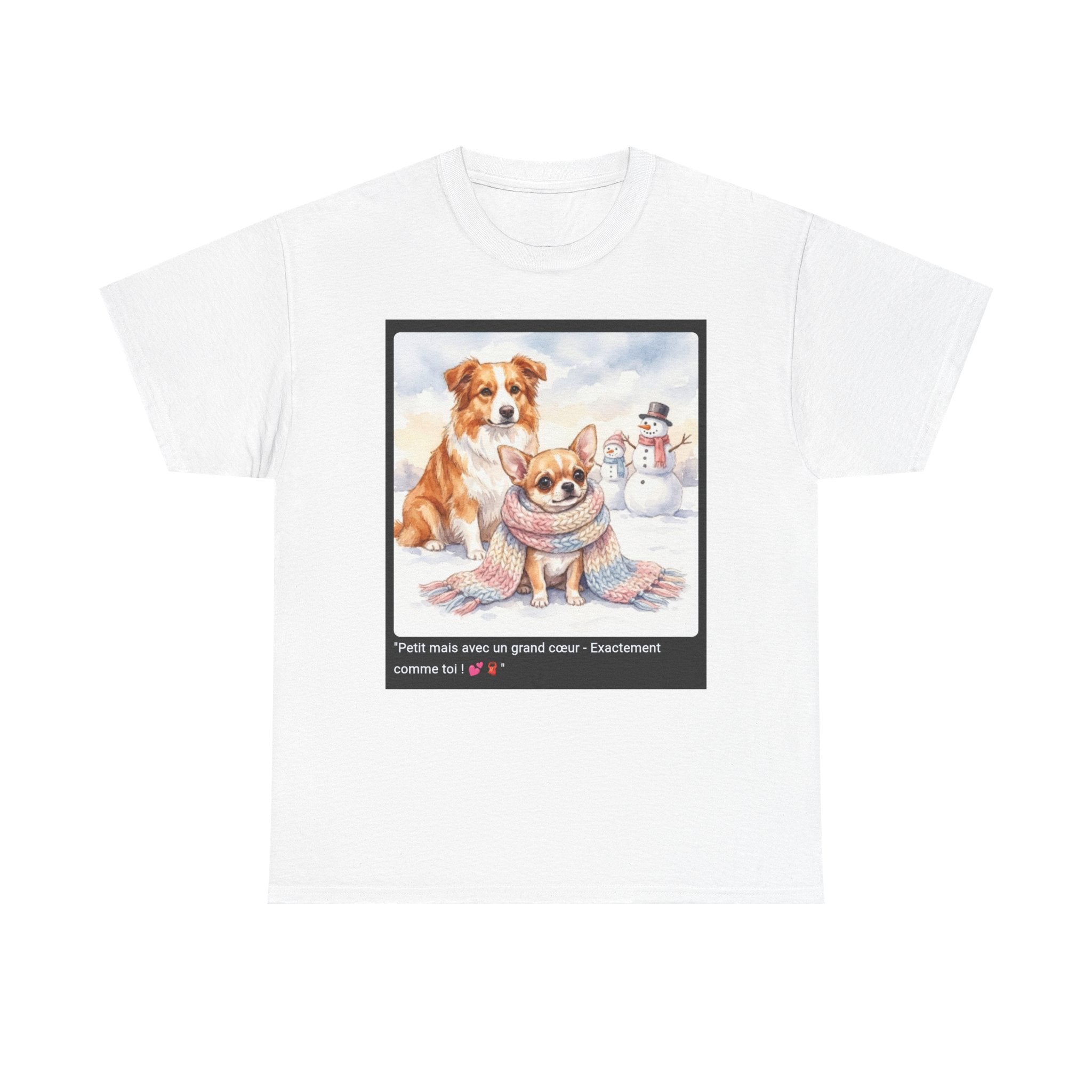 👕 T-SHIRT CHIHUAHUA ÉCHARPE - Design Cosy Attendrissant  💕 "Petit mais avec un grand cœur" - Porte la tendresse !