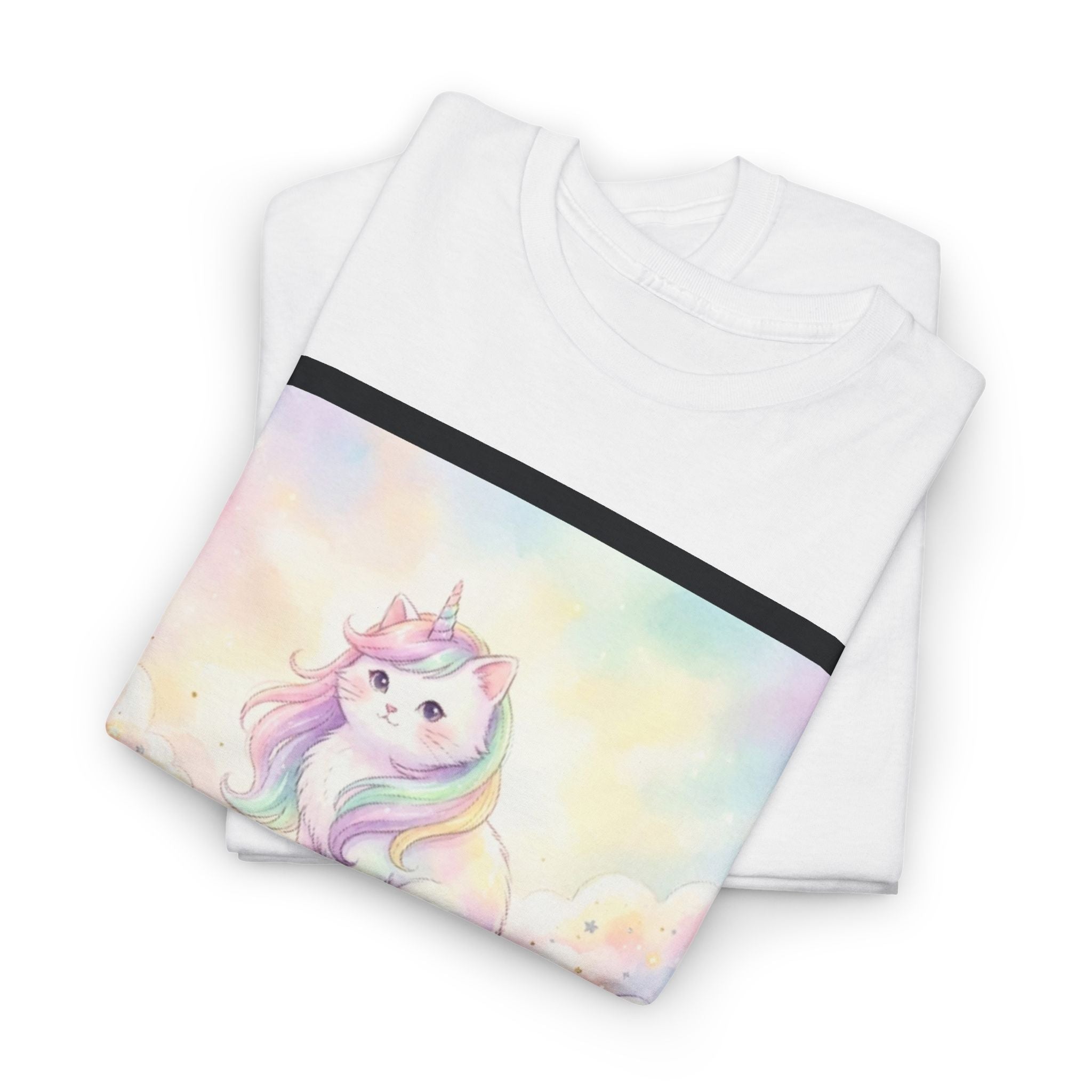 👕 T-SHIRT CHAT LICORNE - Design Féerique Arc-en-Ciel  ✨ "Crois en la magie" - Porte l'enchantement !