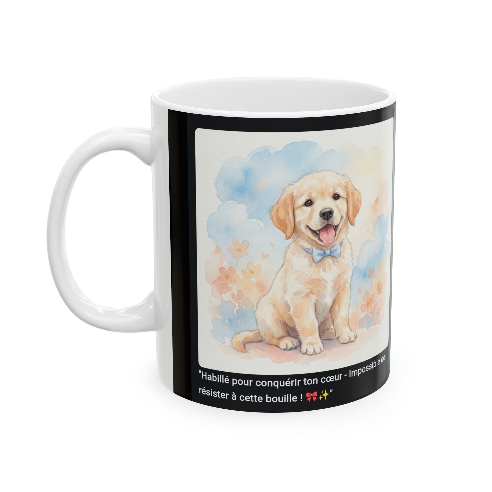 ☕ MUG GOLDEN RETRIEVER NŒUD PAPILLON - "Habillé pour Conquérir ton Cœur"  🎀