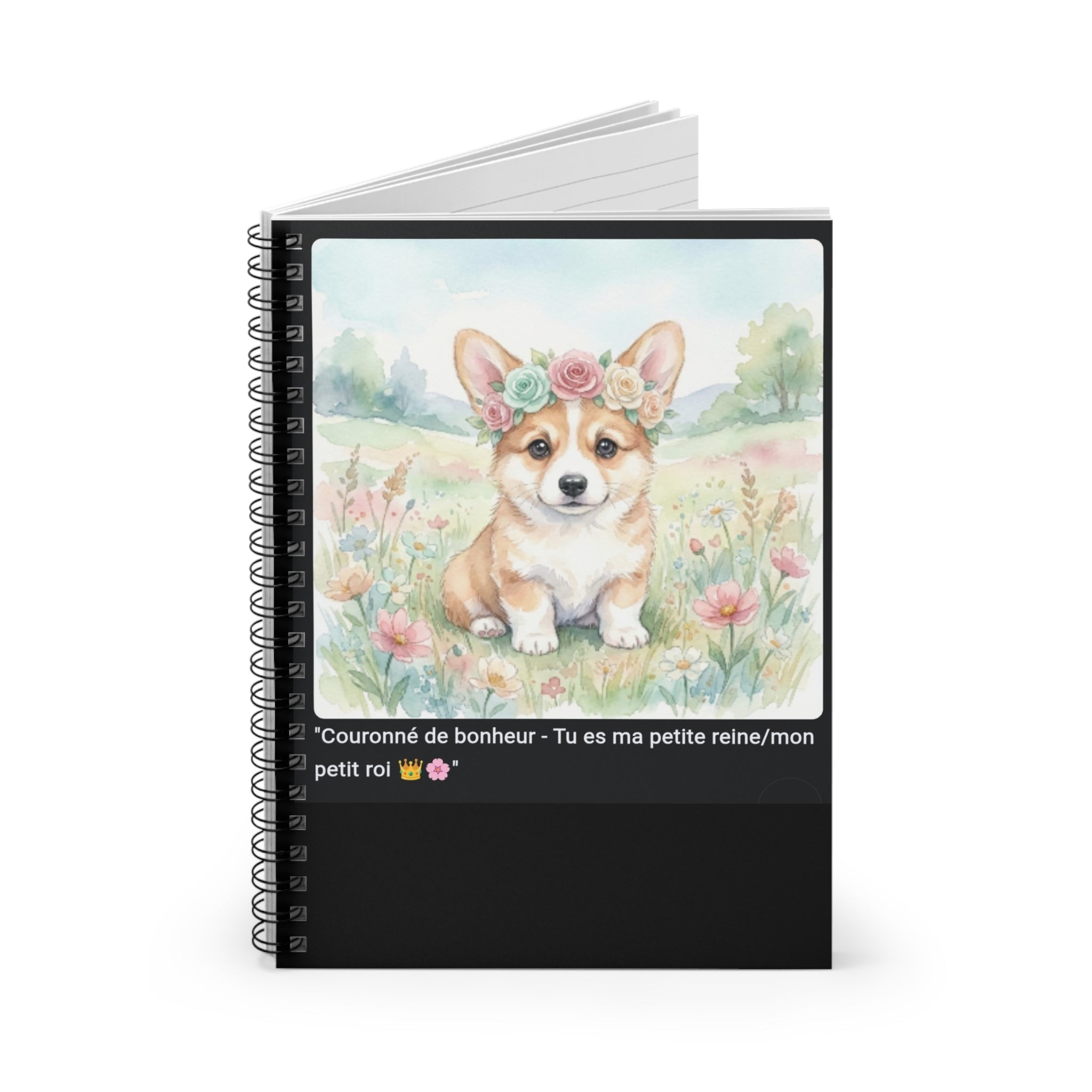 📓 CAHIER CORGI COURONNE - Carnet Printanier A5 Joyeux