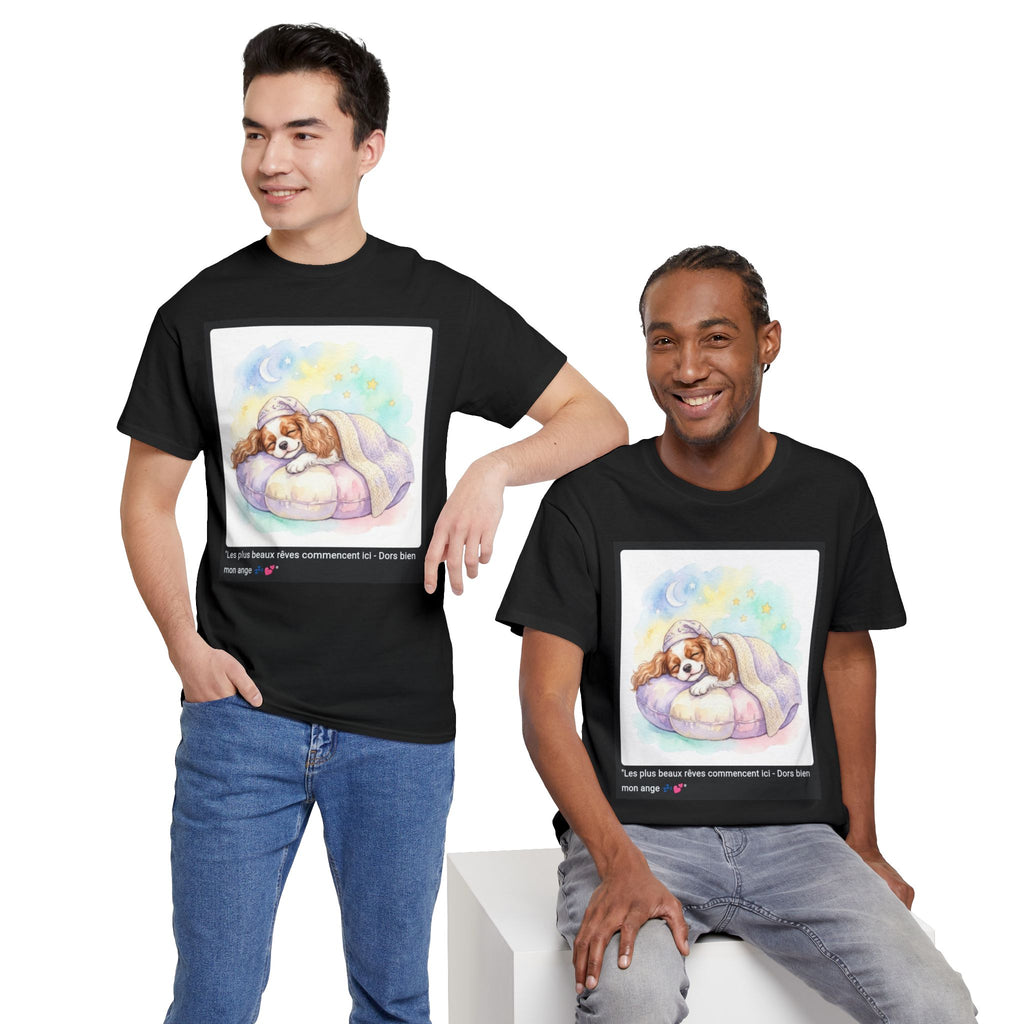 👕 T-SHIRT CAVALIER KING CHARLES - Design Cocooning Doux  💤 "Les plus beaux rêves commencent ici" - Porte la sérénité