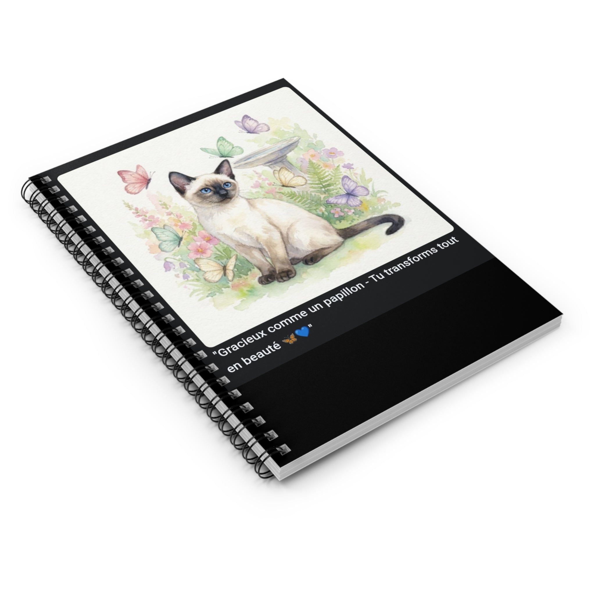 📓 CAHIER CHAT SIAMOIS PAPILLONS - Carnet Jardin A5 Gracieux