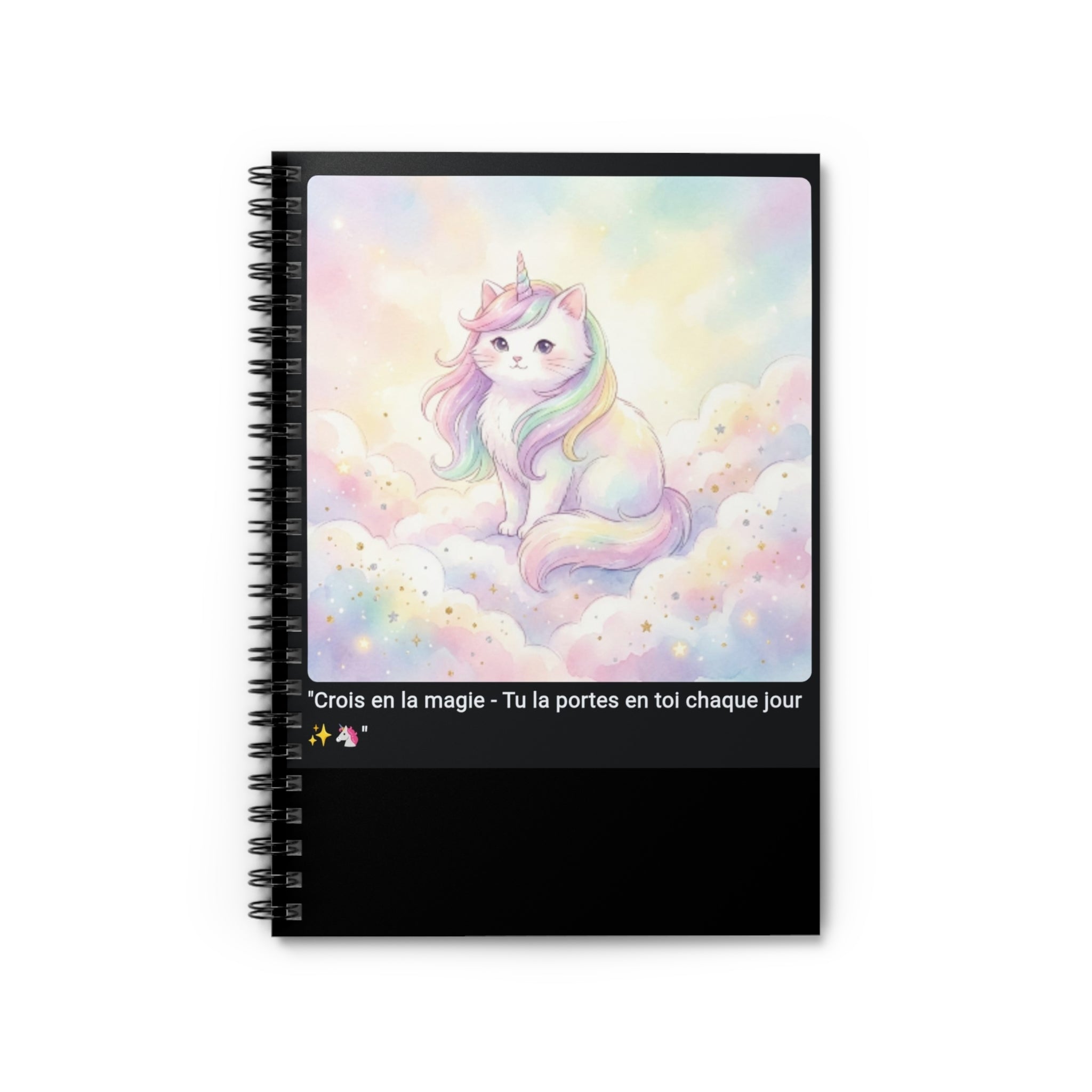 📓 CAHIER CHAT LICORNE - Carnet Magique A5 Arc-en-Ciel