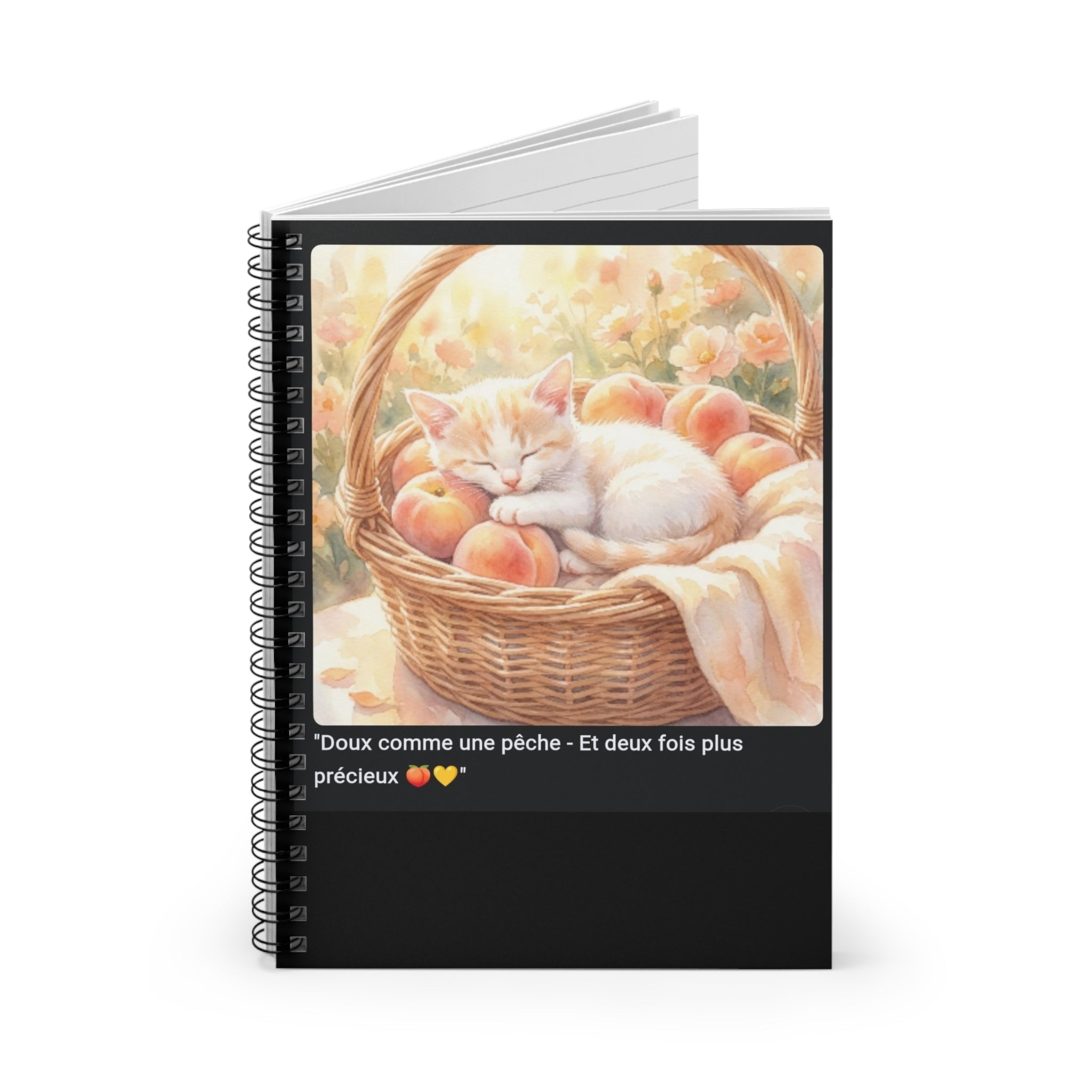 📓 CAHIER CHAT PÊCHES - Carnet Estival A5 Doux