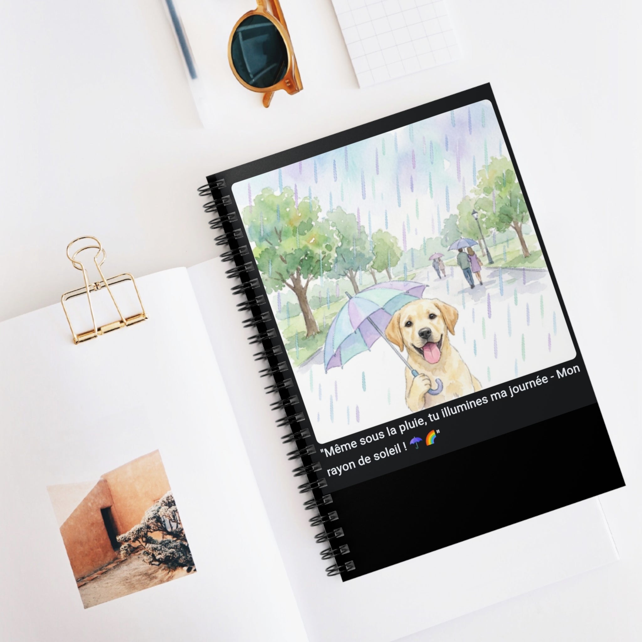 📓 CAHIER LABRADOR PARAPLUIE - Carnet Printanier A5 Joyeux
