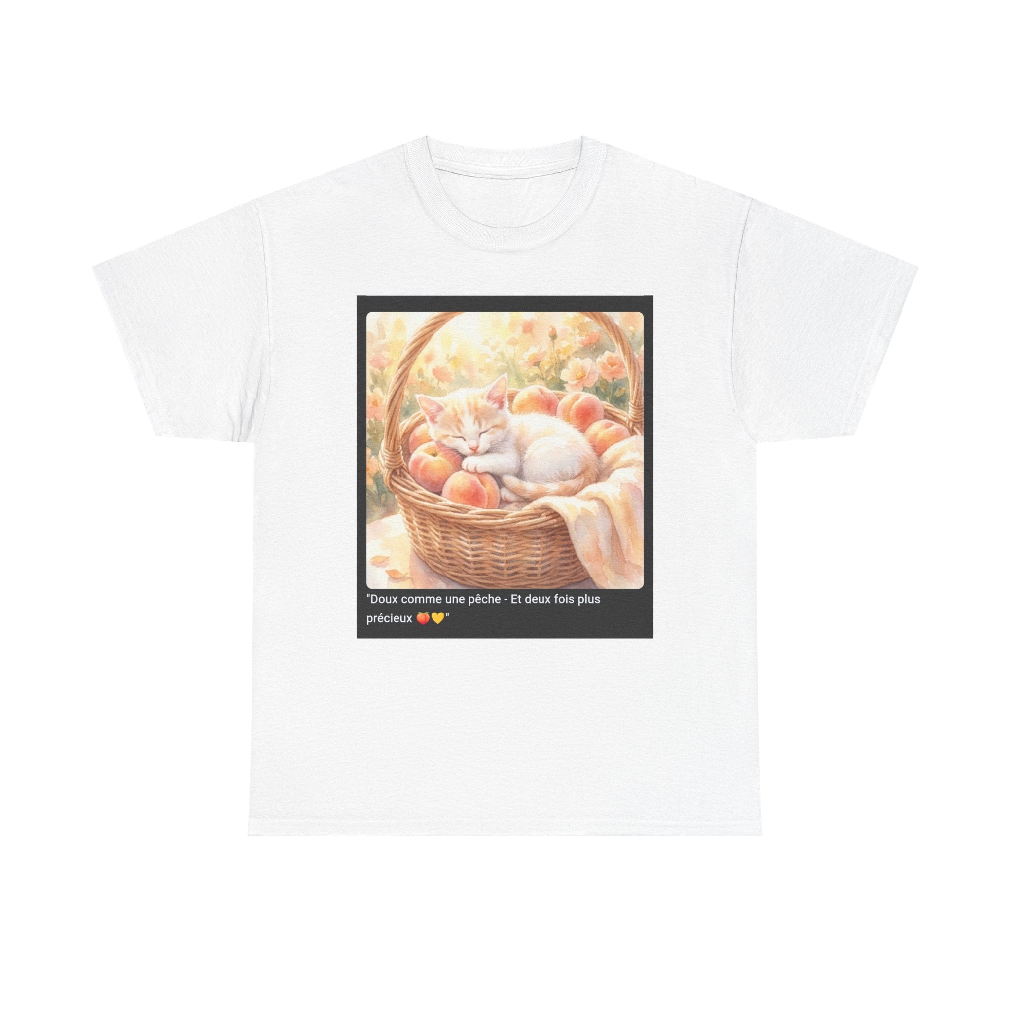 👕 T-SHIRT CHAT PÊCHES - Design Estival Doux  🍑 "Doux comme une pêche" - Porte la tendresse d'été !