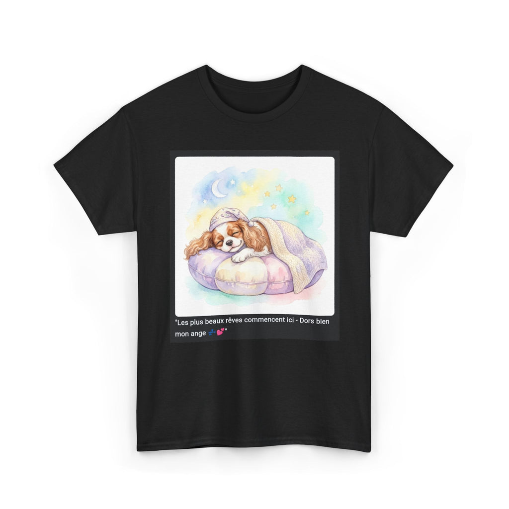 👕 T-SHIRT CAVALIER KING CHARLES - Design Cocooning Doux  💤 "Les plus beaux rêves commencent ici" - Porte la sérénité