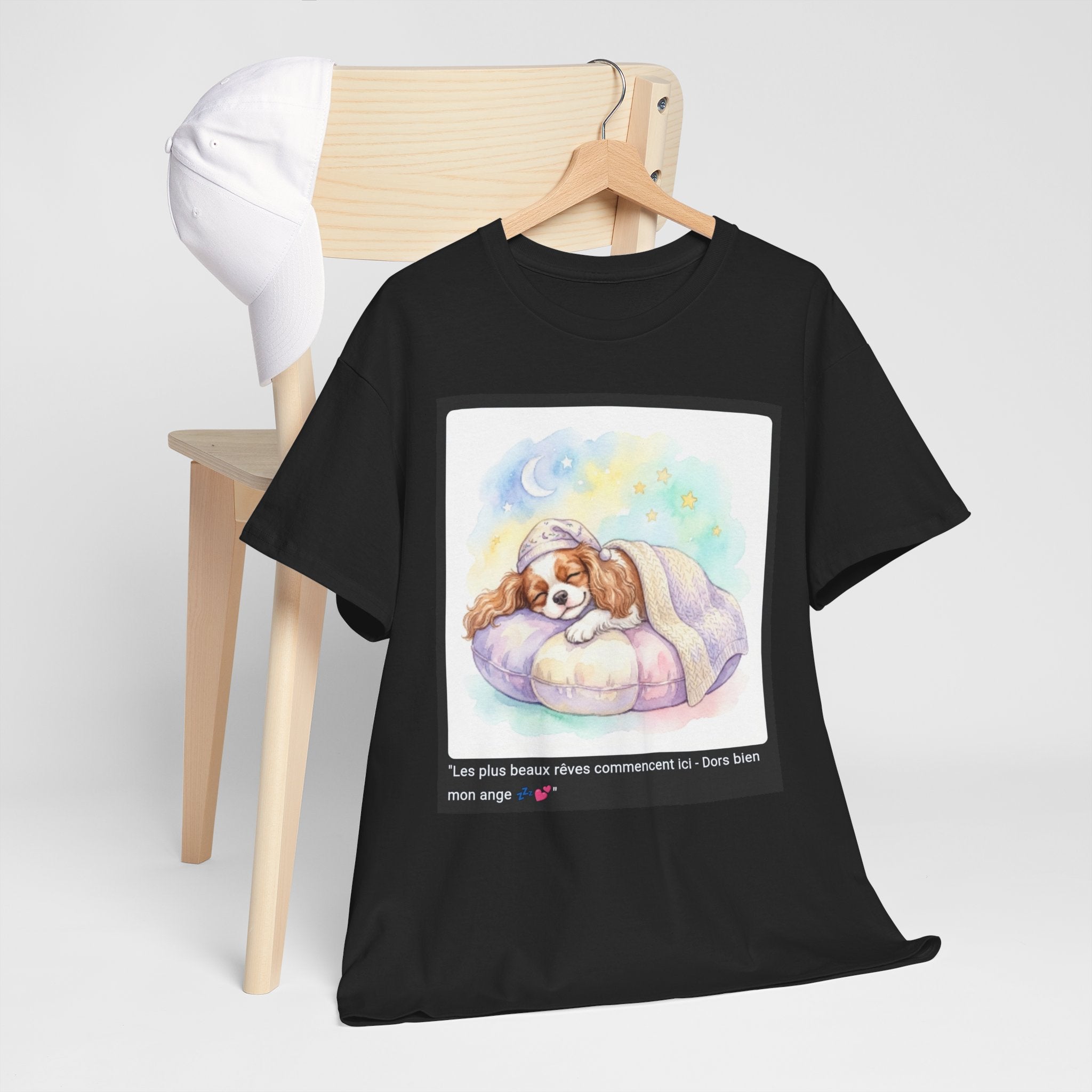 👕 T-SHIRT CAVALIER KING CHARLES - Design Cocooning Doux  💤 "Les plus beaux rêves commencent ici" - Porte la sérénité