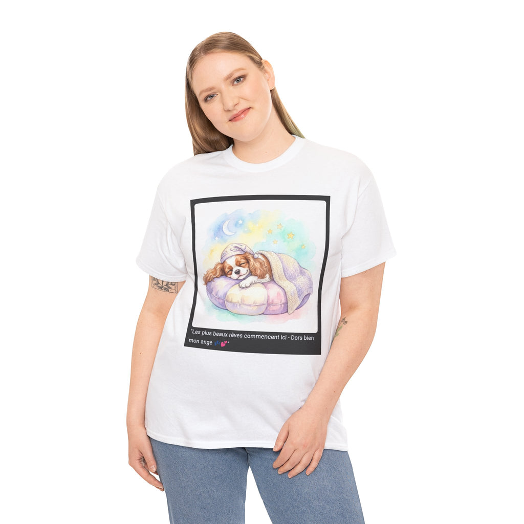 👕 T-SHIRT CAVALIER KING CHARLES - Design Cocooning Doux  💤 "Les plus beaux rêves commencent ici" - Porte la sérénité