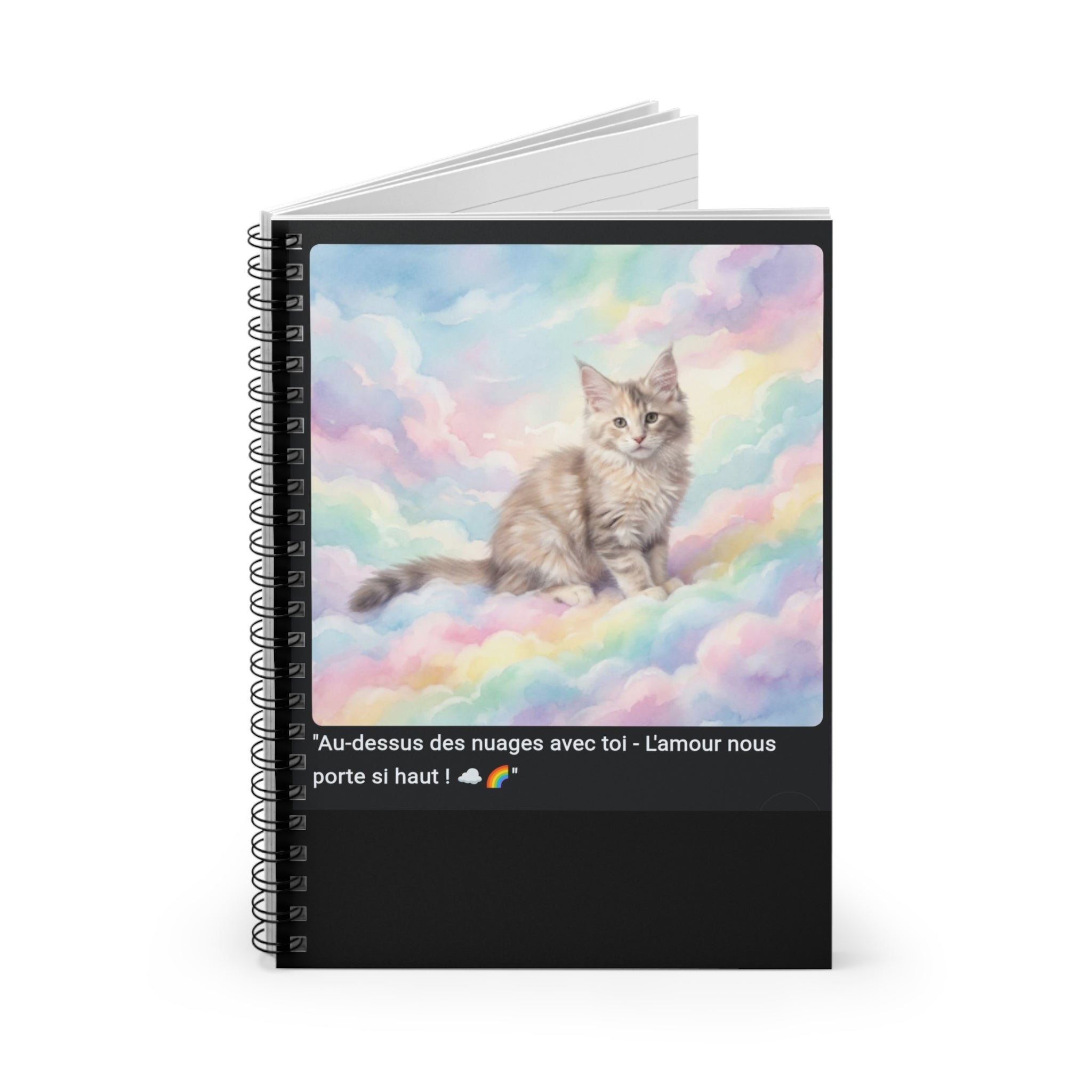 📓 CAHIER MAINE COON NUAGES - Carnet Céleste A5 Arc-en-Ciel