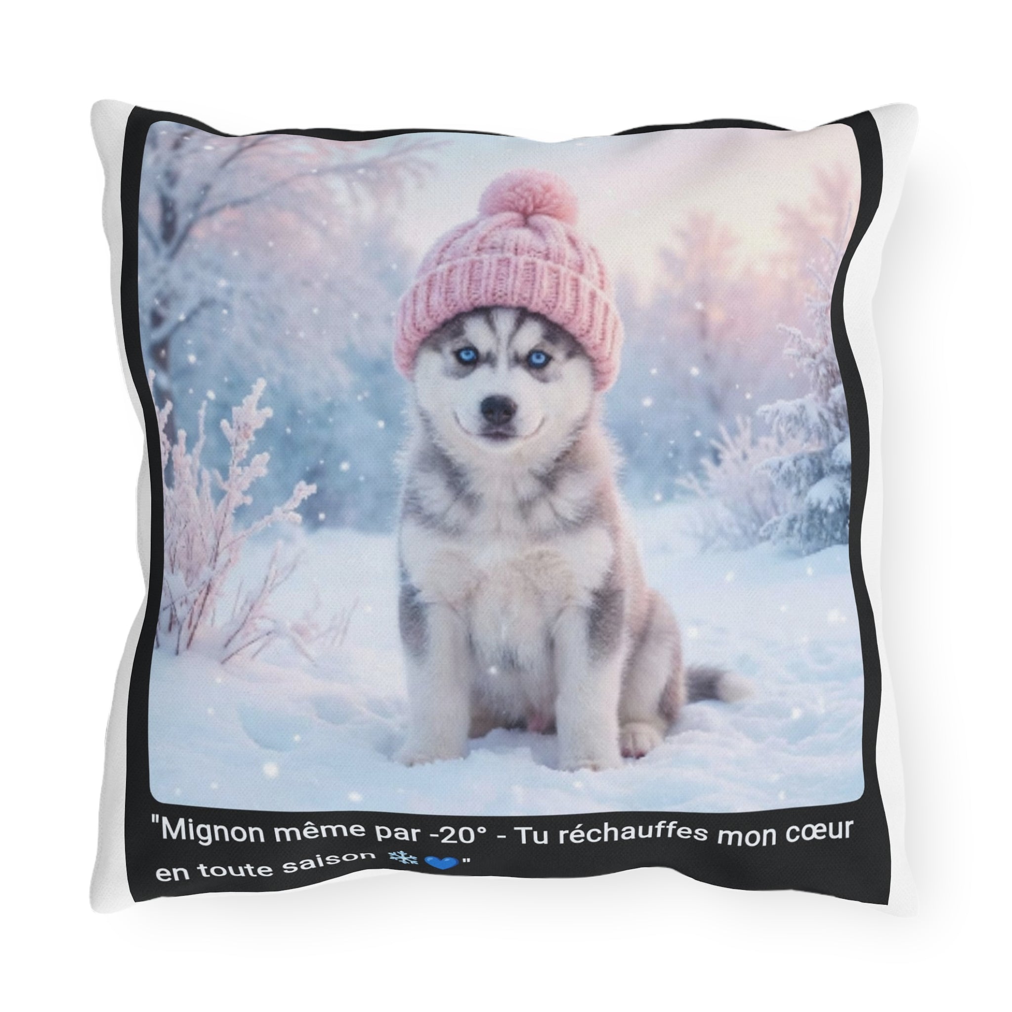 🛋️ COUSSIN HUSKY BONNET - Déco Hiver Cosy Polaire